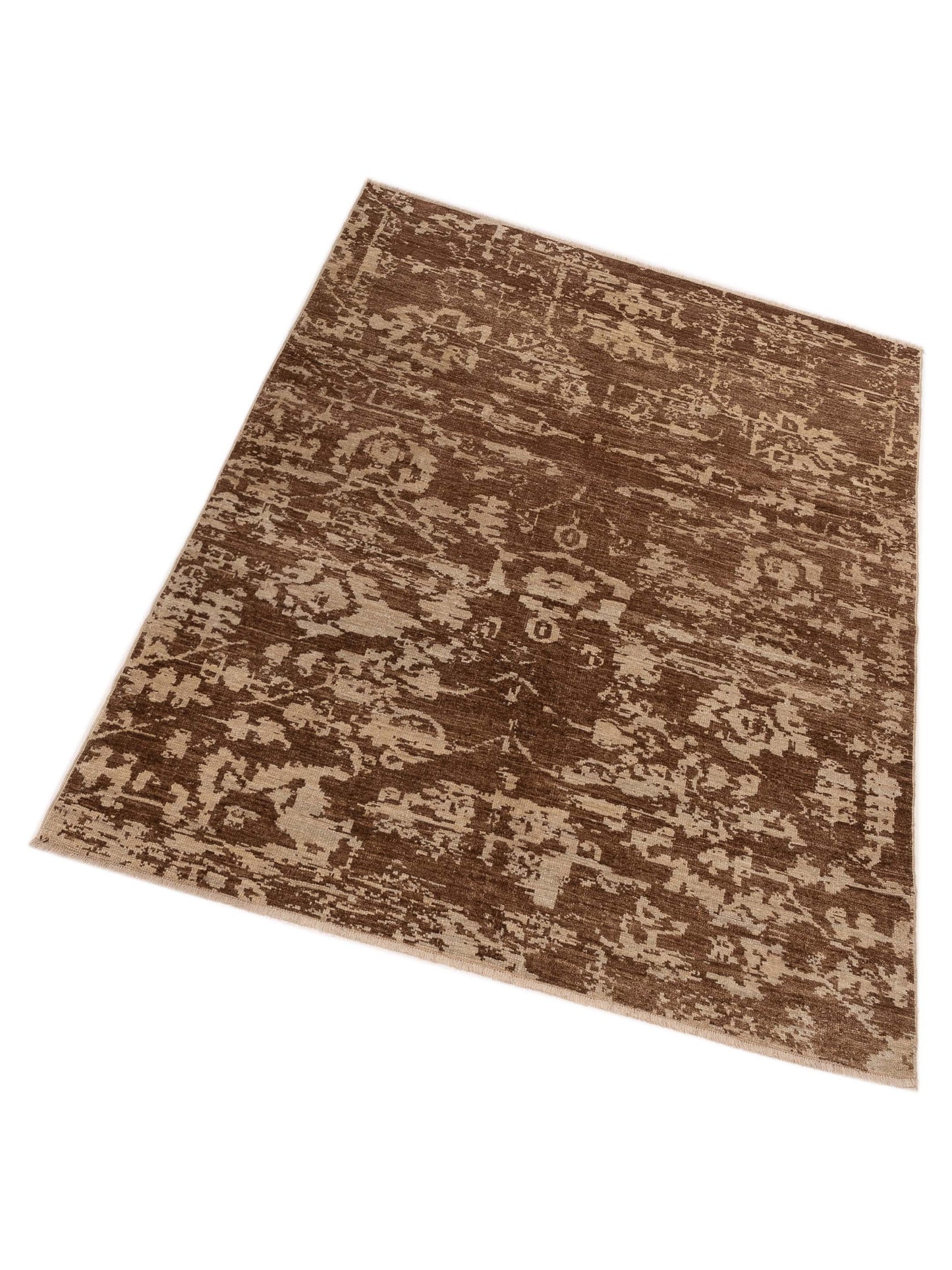 Angora Oushak 126693 Brown Silver 6.7x8.6 Hand Knotted Rug