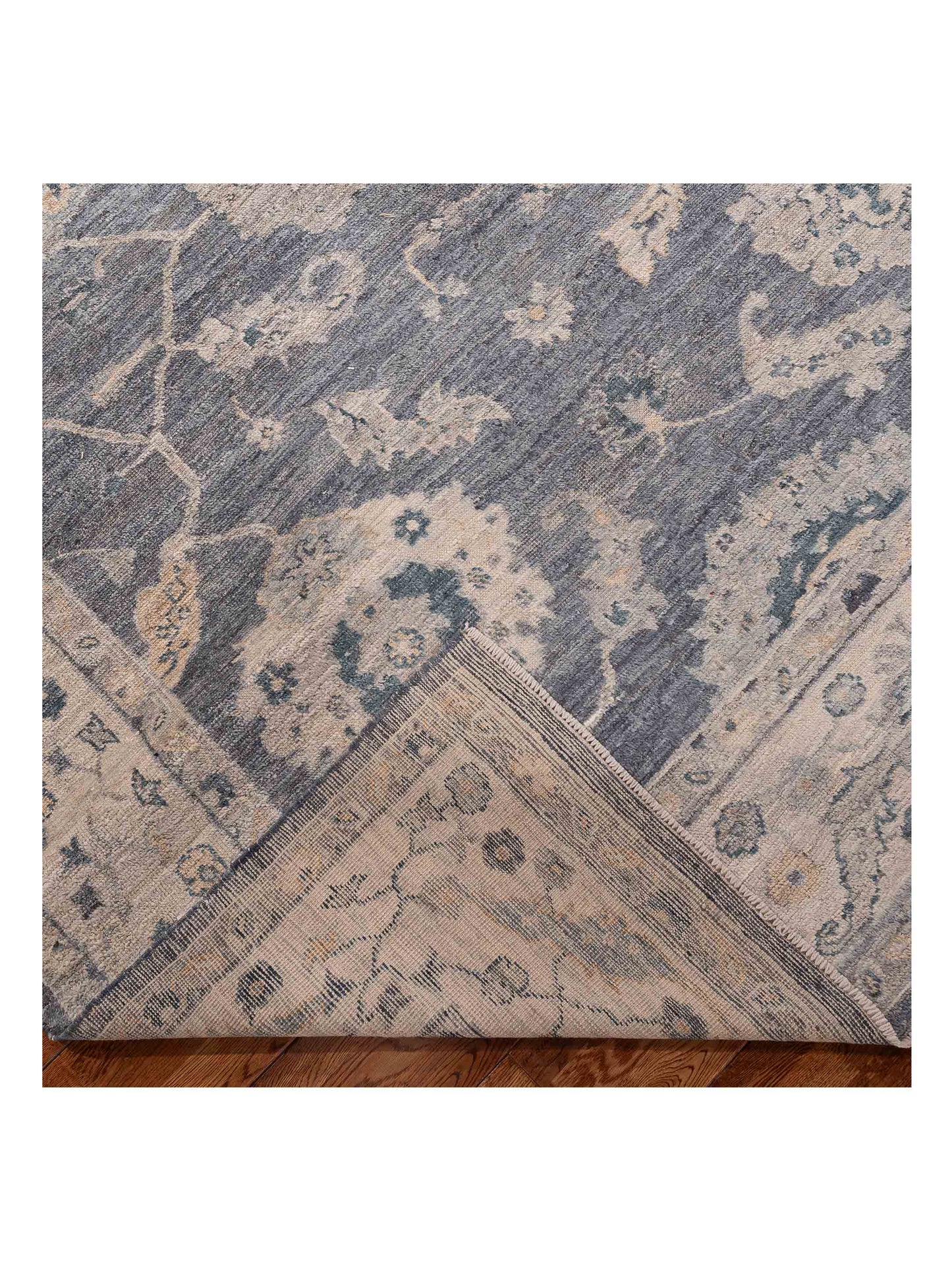 Angora Oushak 156097 Blue Ivory 7.10x9.10 Hand Knotted Rug