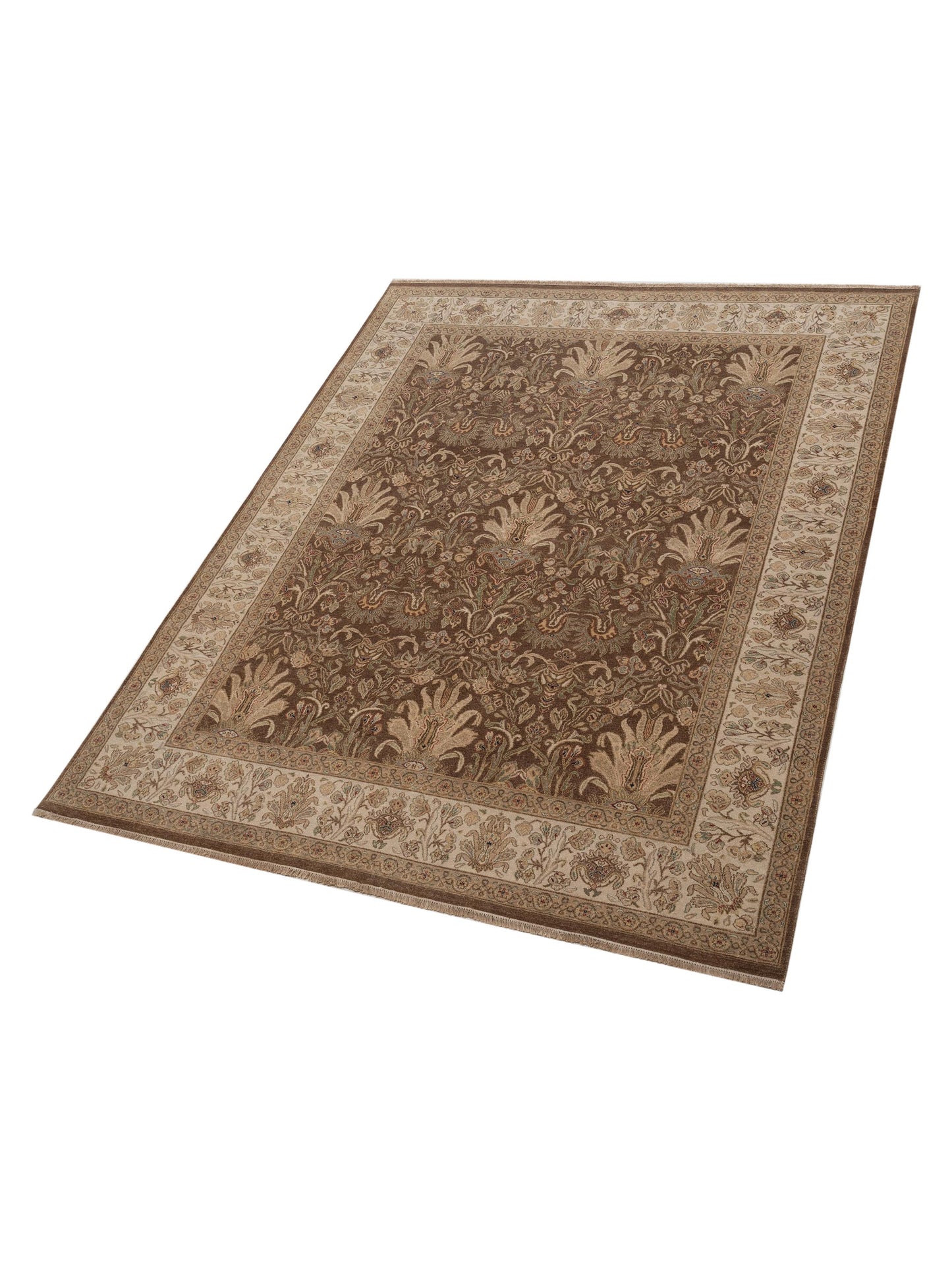 Platinum 115673 Brown Ivory 7.11x9.11 Hand Knotted Rug
