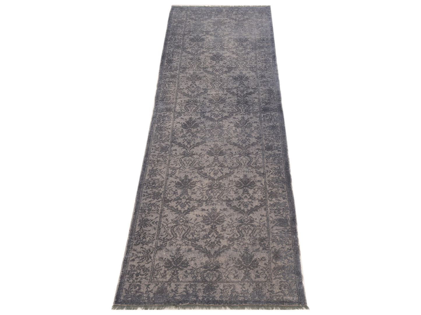 Color Bouquet 109688 Dark Gray Gray 2.7x9.7 Hand Knotted Rug