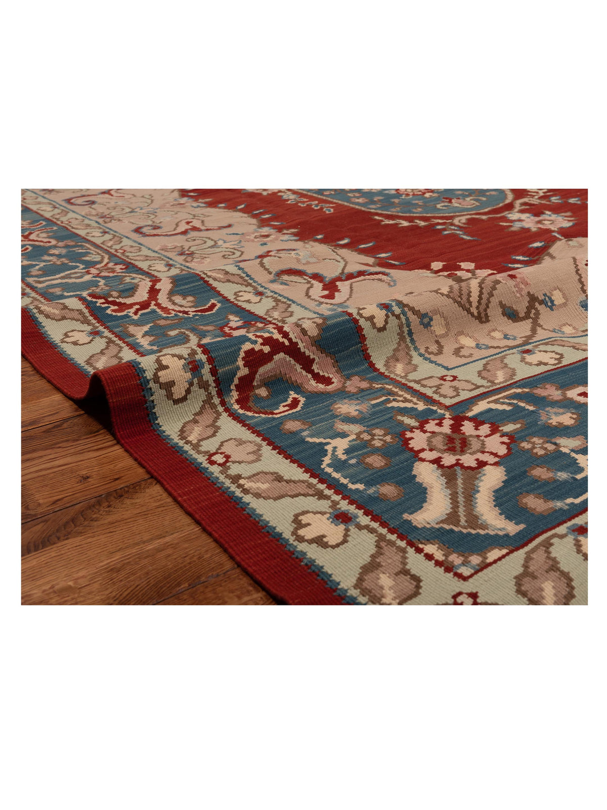 Transilvanian Kilim 70424 Red Blue 8.11x12.1 Hand Woven Rug
