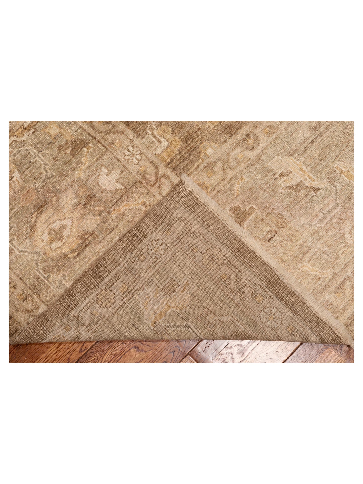 Angora Oushak 130294 Brown Green 13.3x16.9 Hand Knotted Rug
