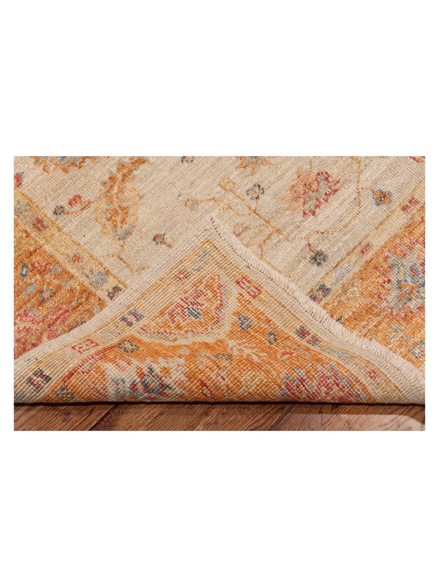 Angora Oushak 133259 Ivory Orange 6.1x12.5 Hand Knotted Rug