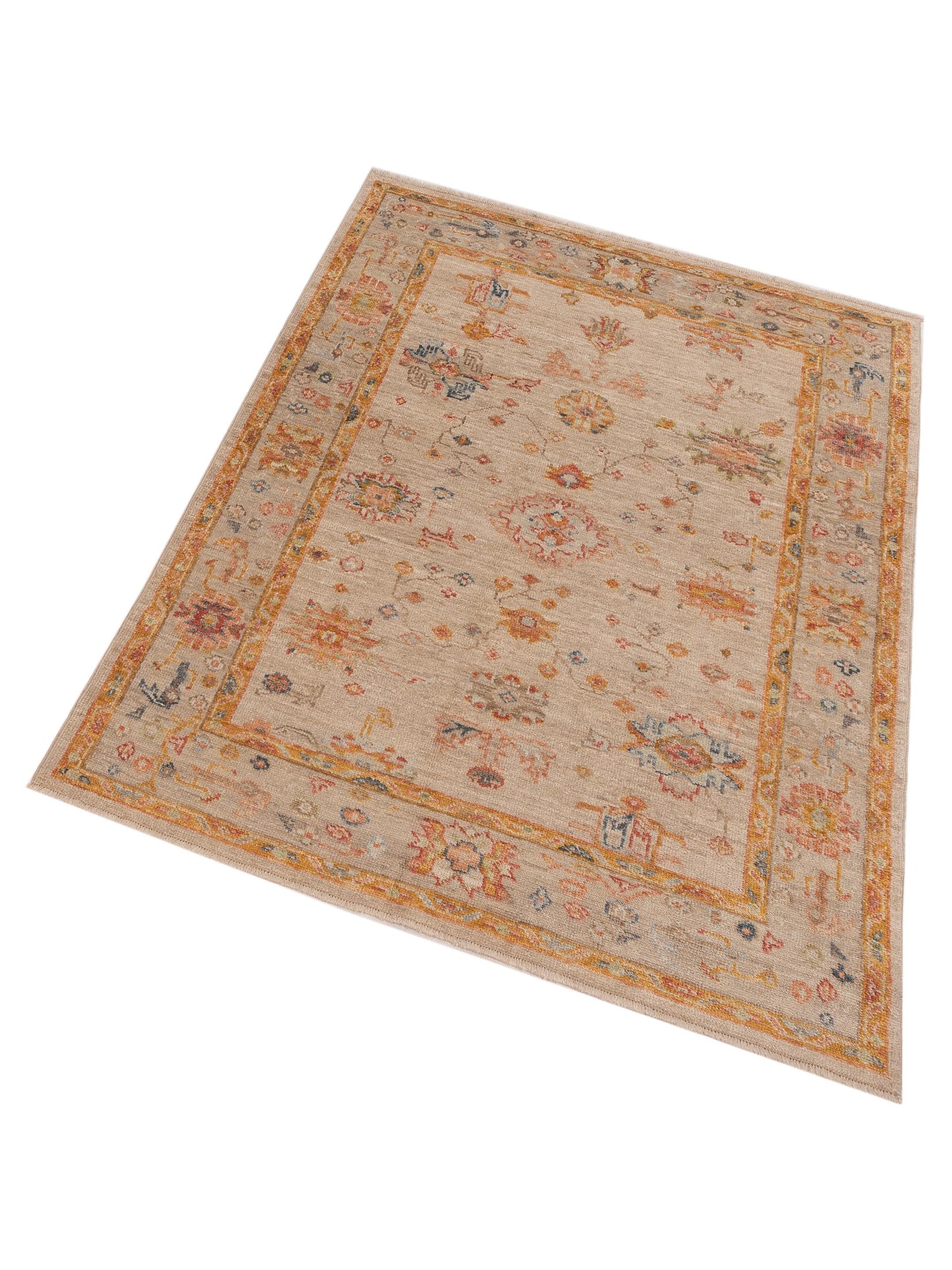 Angora Oushak 150294 Beige Brown 5x6.9 Hand Knotted Rug