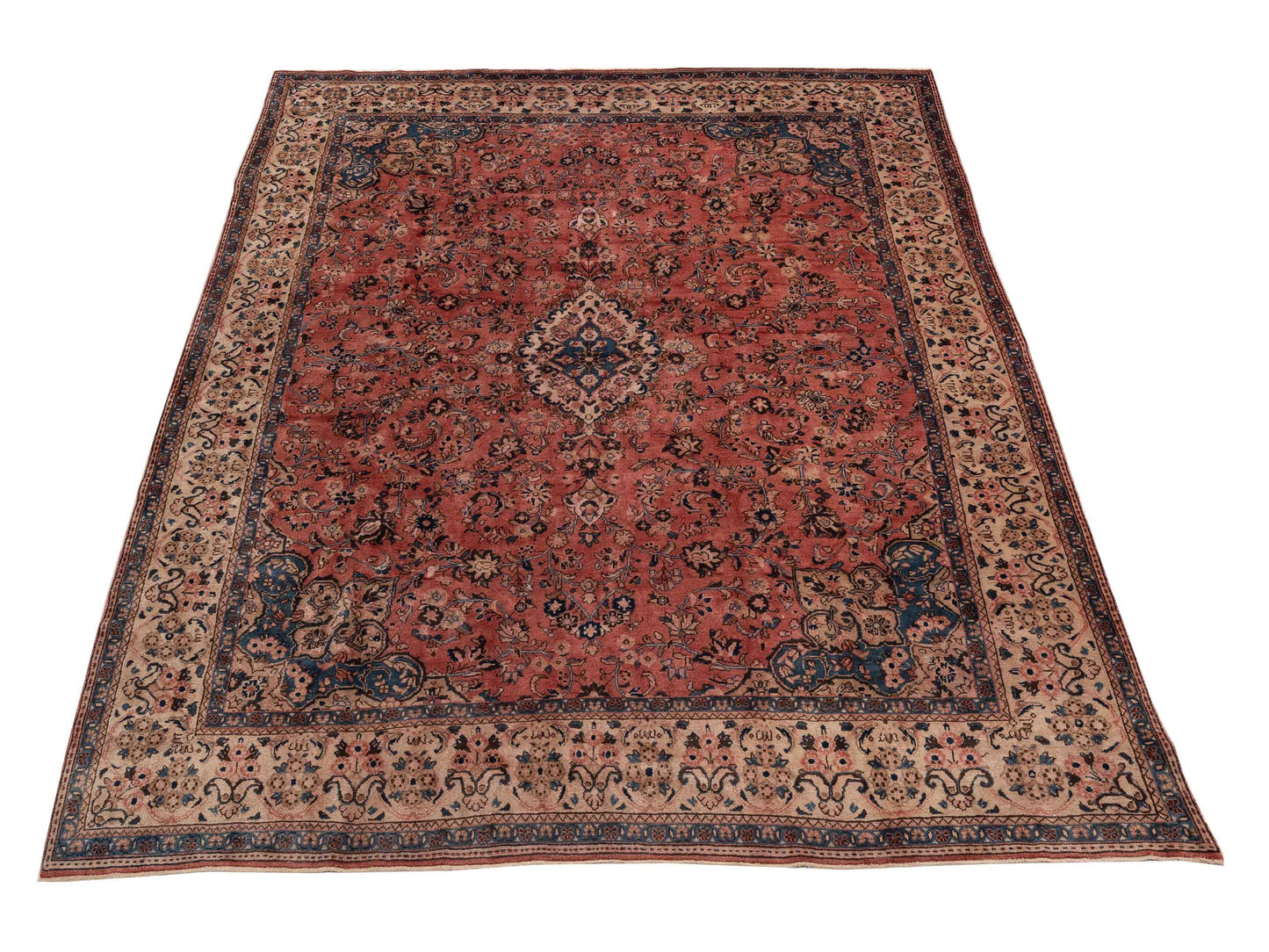 Persian 154398 Rust Ivory 9.3x12.7 Hand Knotted Rug