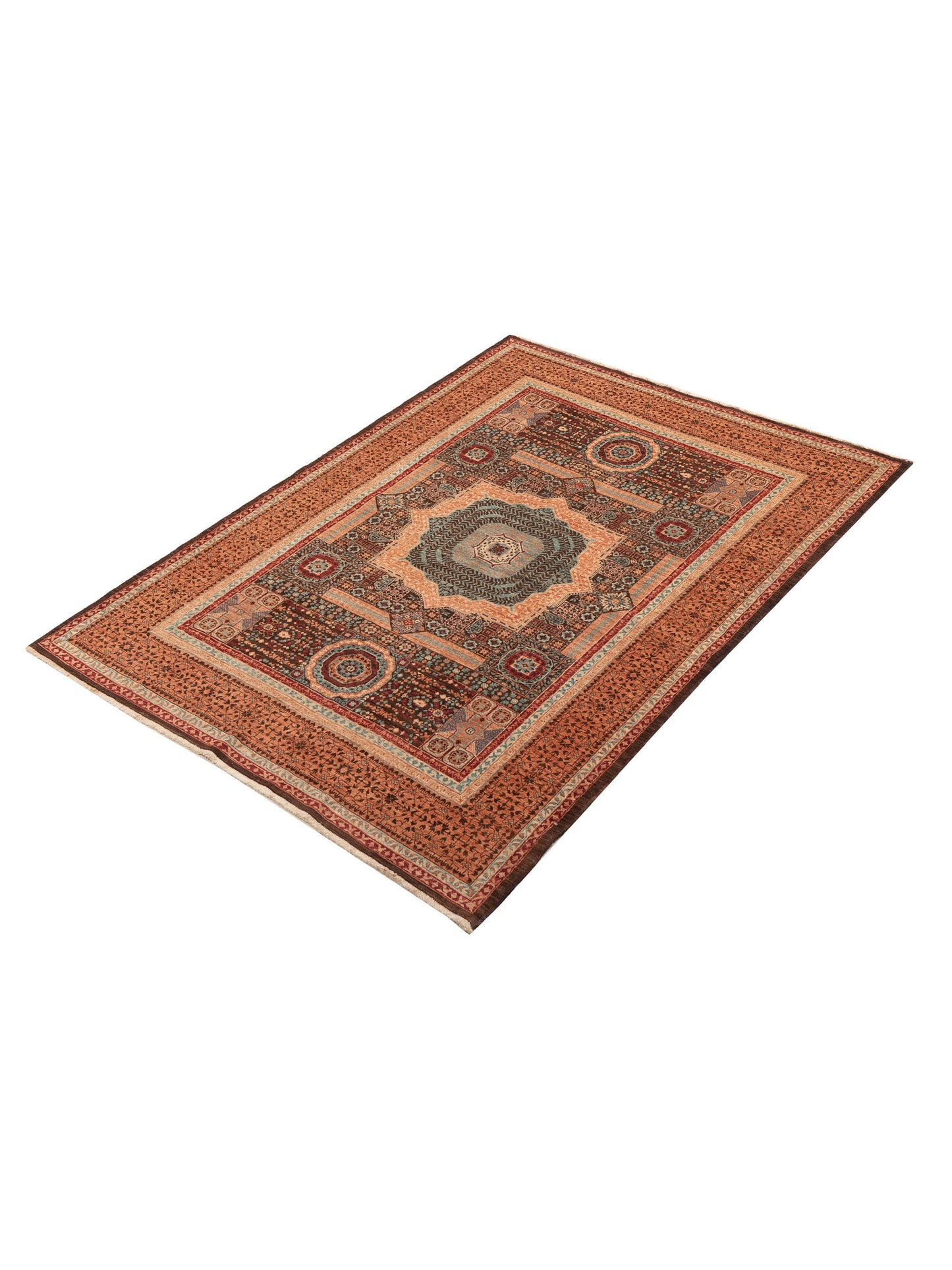 Artisan Mamluk 154647 Brown Orange 5.9x7.10 Hand Knotted Rug