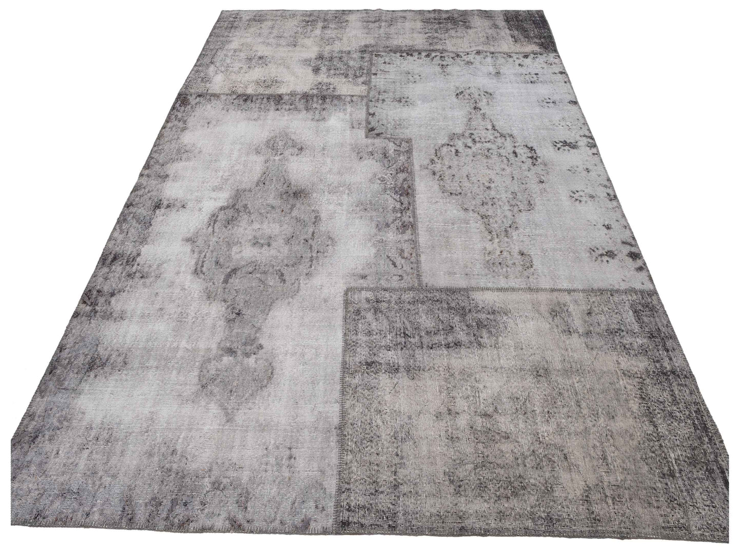 Turkish Vestige Patchwork 130946 Gray 10x13.11 Hand Knotted Rug