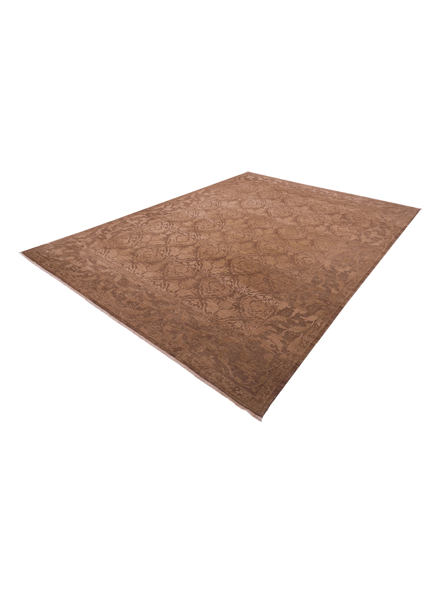 Defne Tulip Dark Brown Brown 10.6x13.9 Hand Knotted Rug