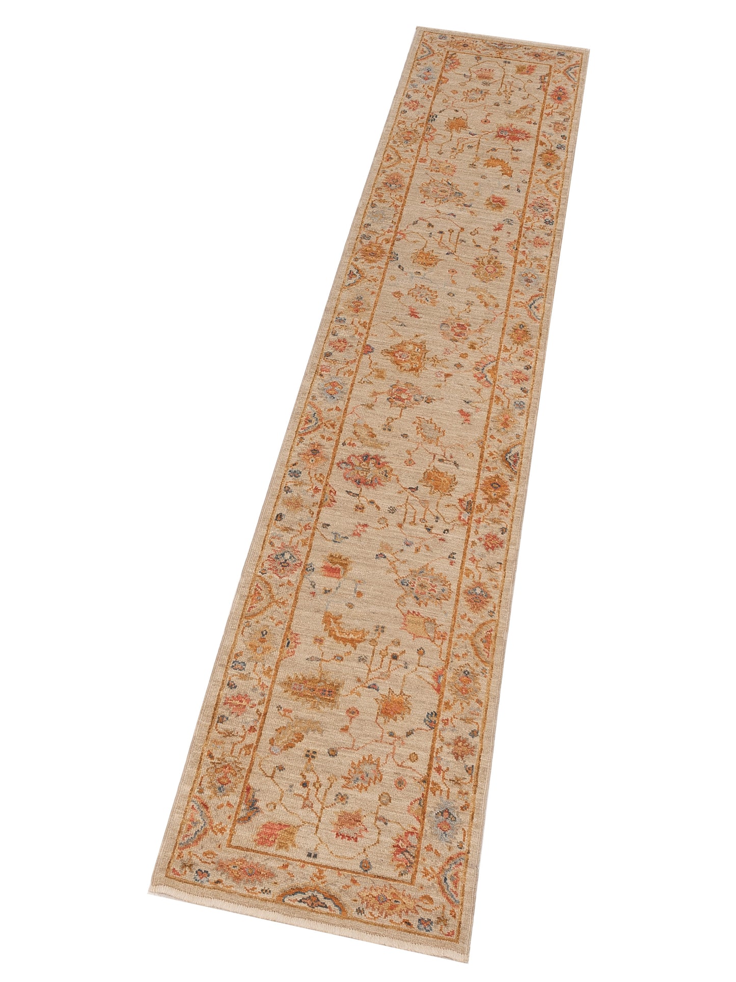 Angora Oushak 148274 Ivory Ivory 2.6x13.3 Hand Knotted Rug