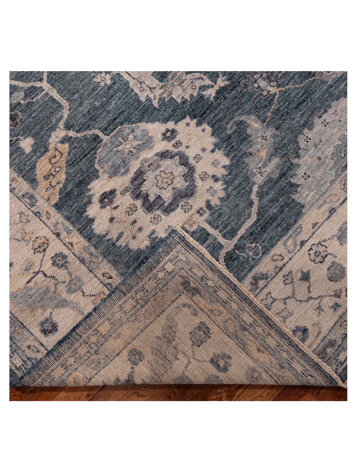 Angora Oushak 156029 Blue Ivory 9.1x11.2 Hand Knotted Rug