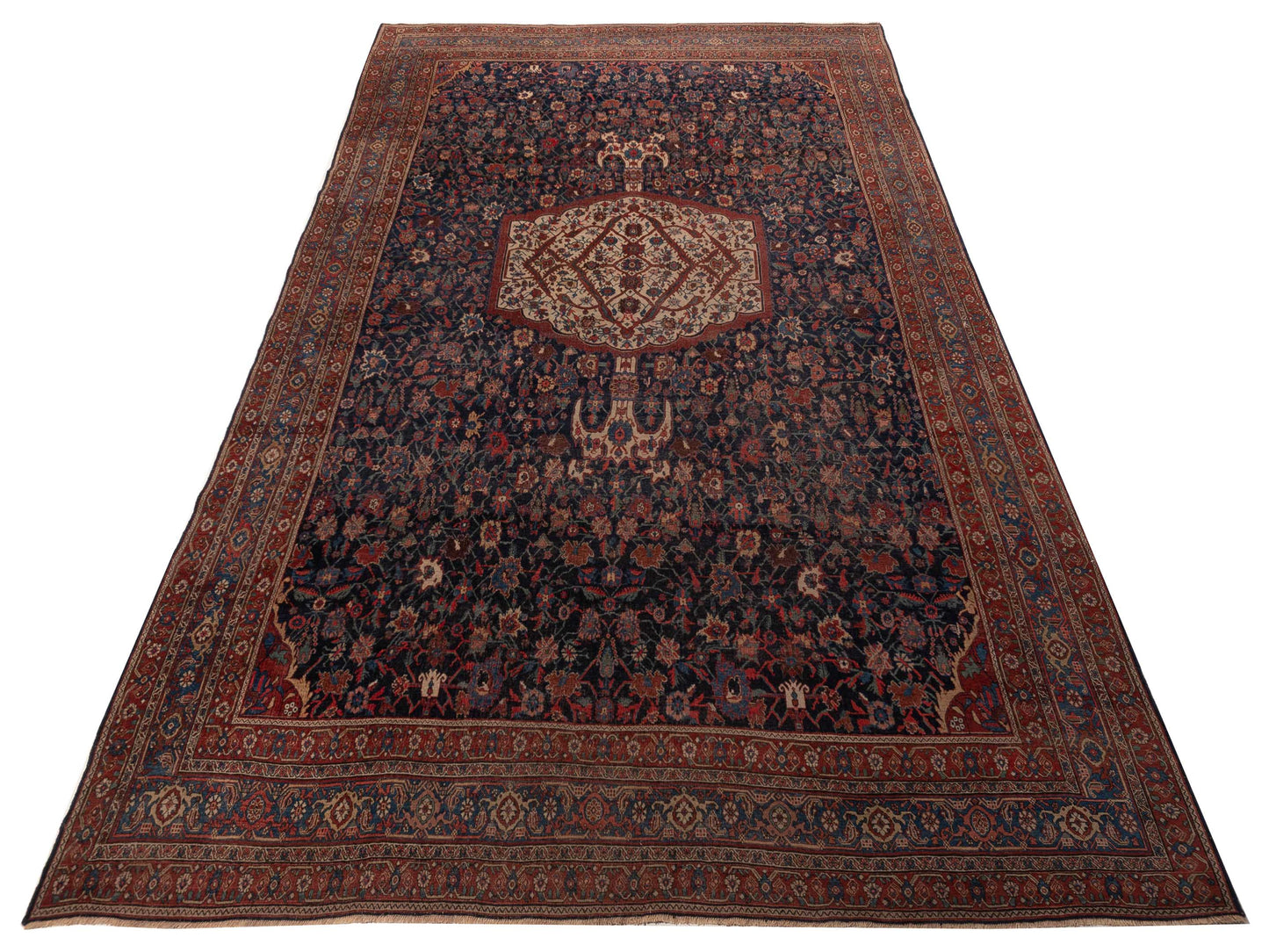Persian Antique 125869 Blue Red 10.8x17.7 Hand Knotted Rugs