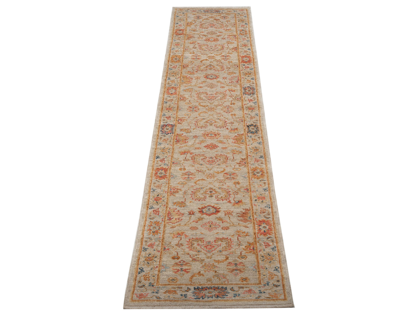 Angora Oushak 146497 Ivory Ivory 2.7x13.8 Hand Knotted Rug