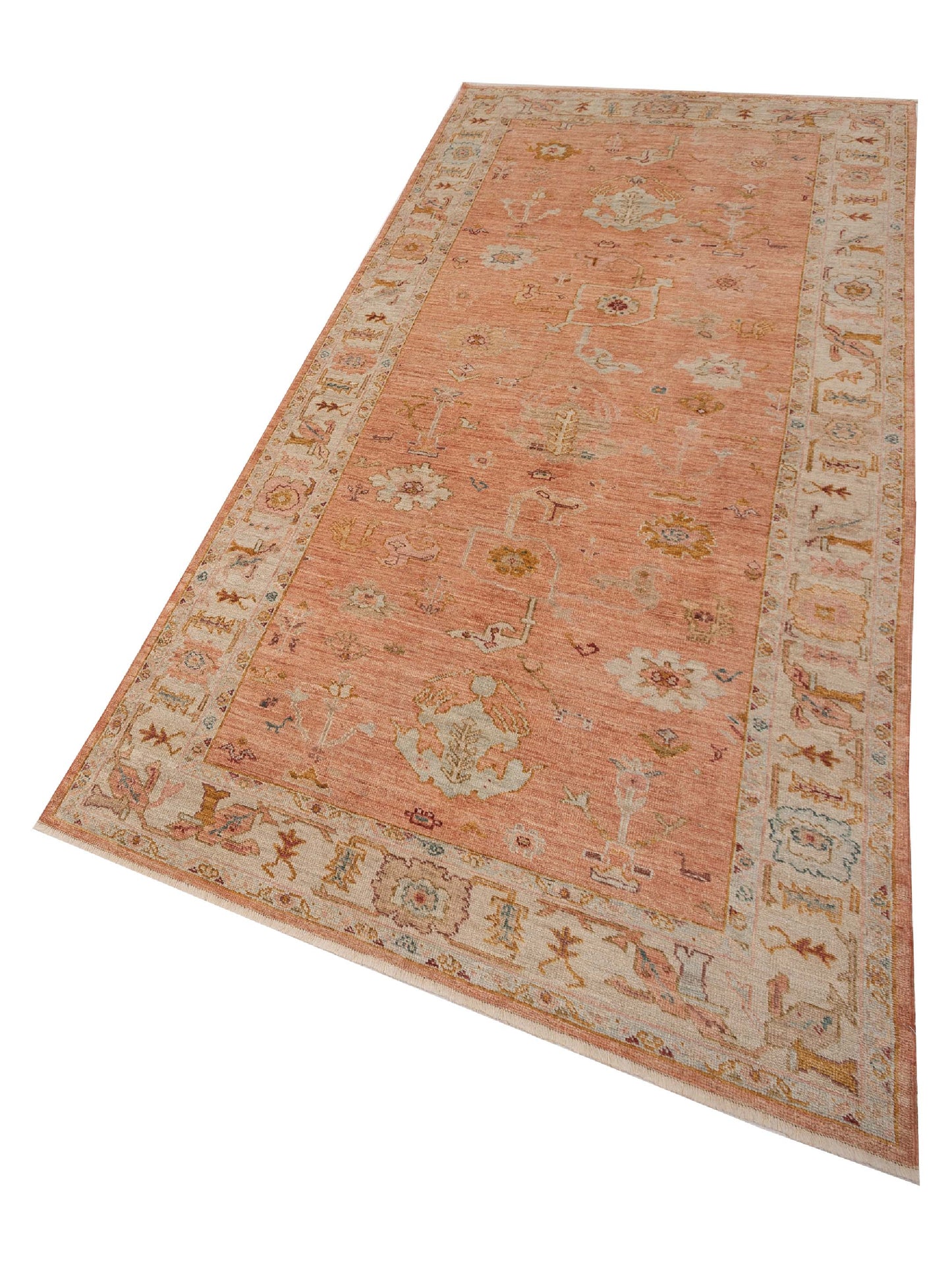 Angora Oushak 148226 Pink Ivory 6.2x13.6 Hand Knotted Rug
