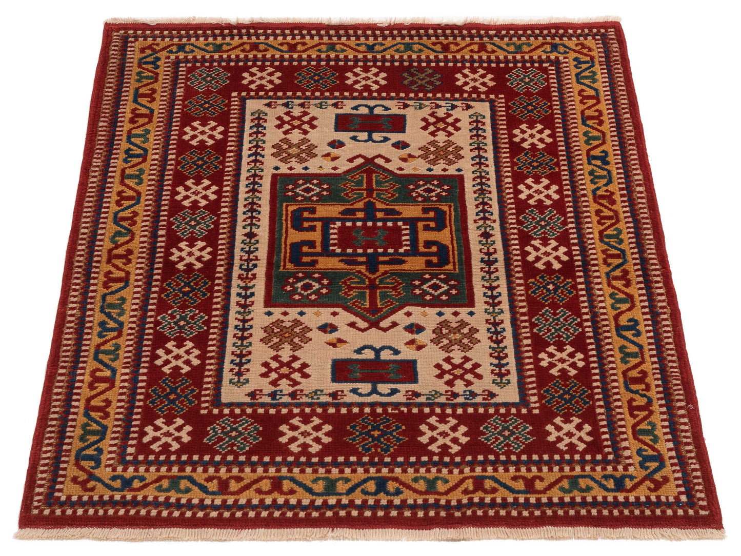 Turkish Shirwan 145231 Red Gold 4.3x5.3 Hand Knotted Rug