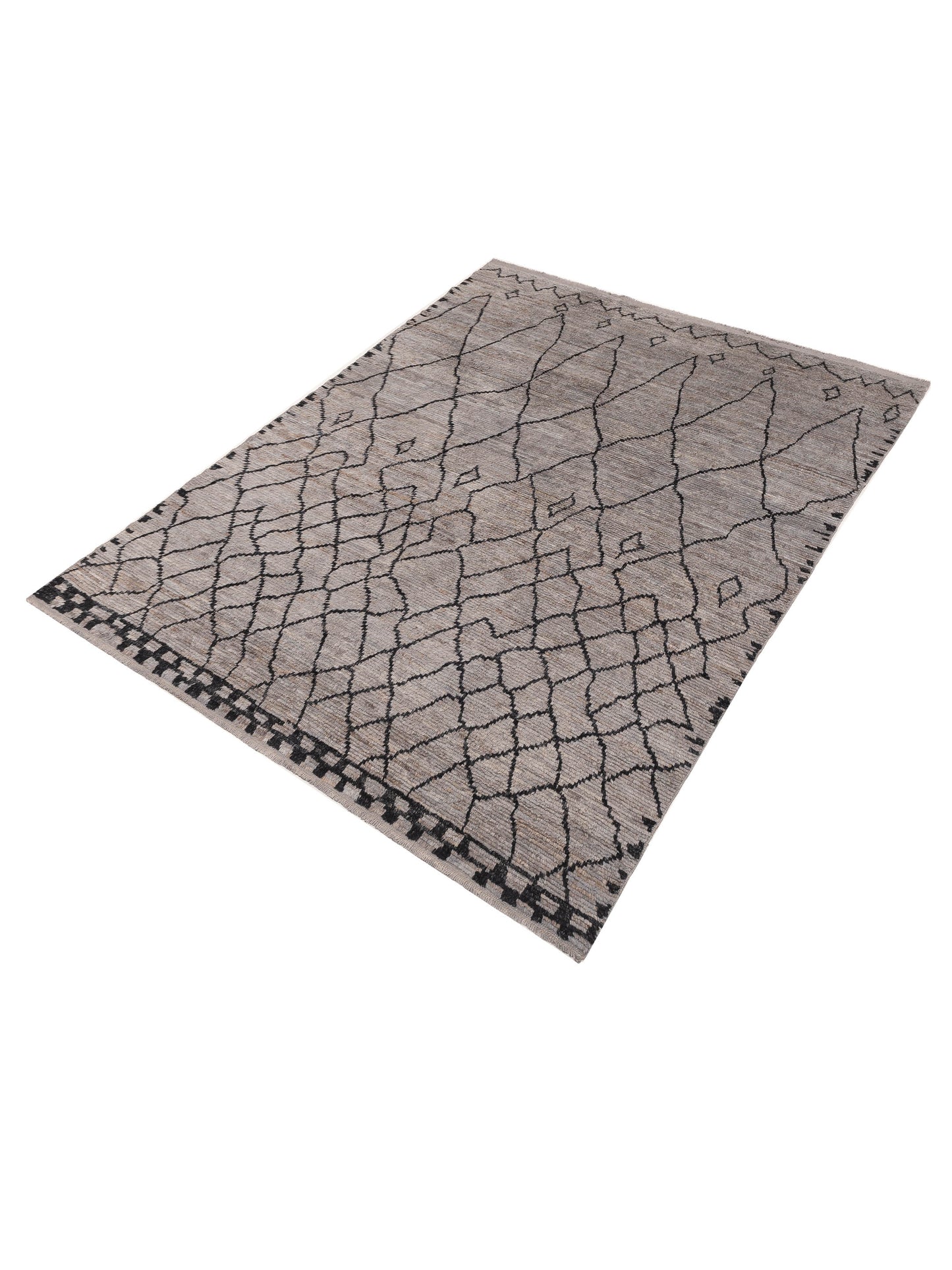 Berber Aspendos Gray Black 8.2x10.4 Hand Knotted Rug