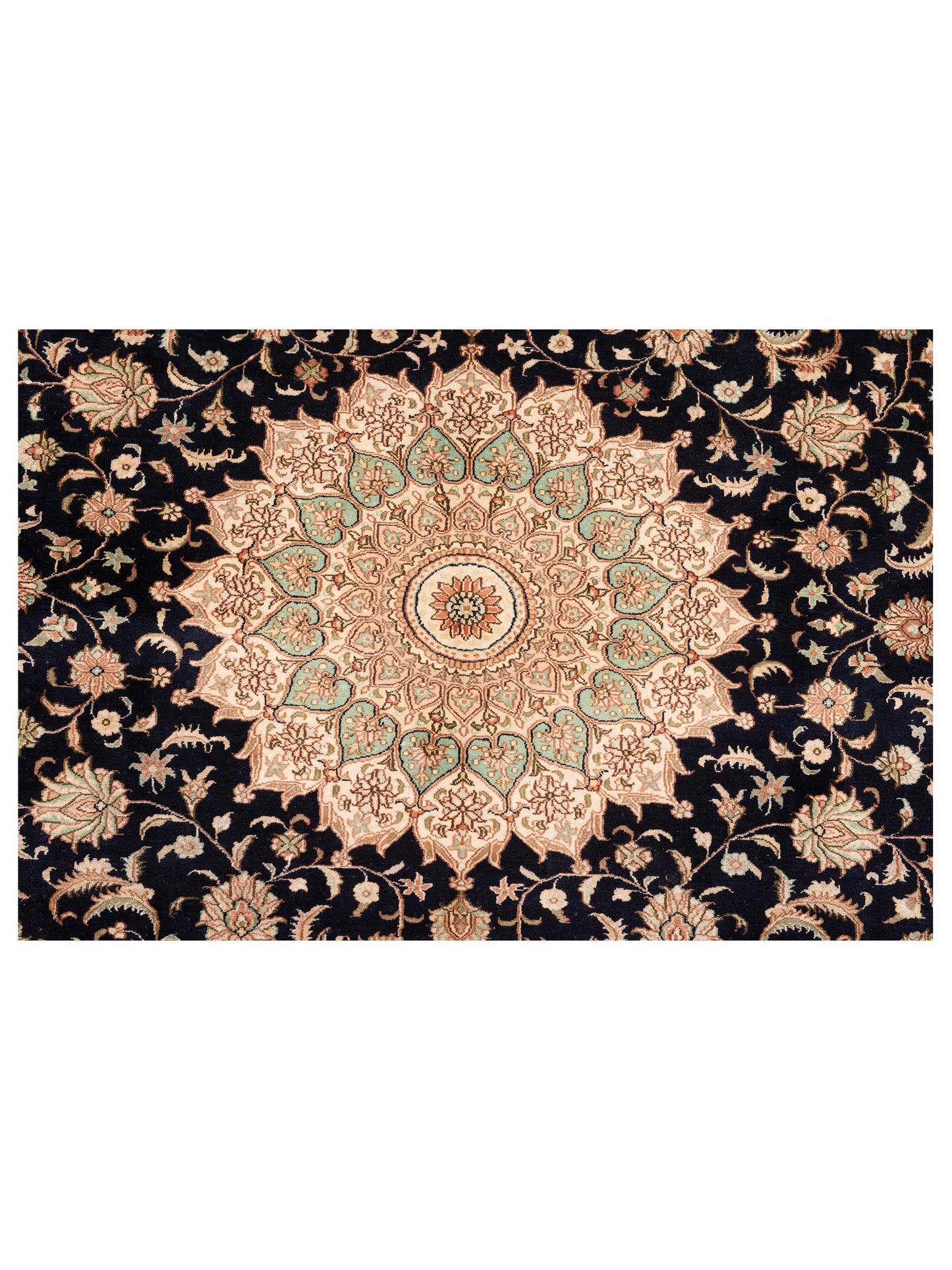 Pure Silk 122612 Black Ivory 5.1x7.9 Hand Knotted Rug