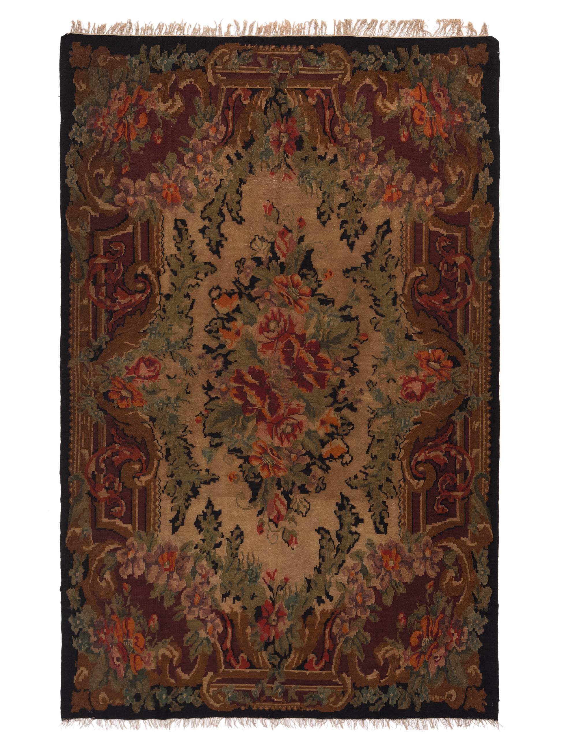 Pasha Old Basserabian Kilim  Black Brown Traditional