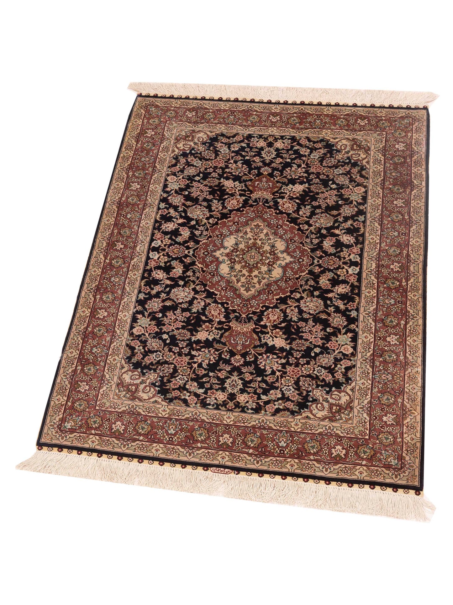 Pure Silk 125283 Navy Plum 2.7x4 Hand Knotted Rug