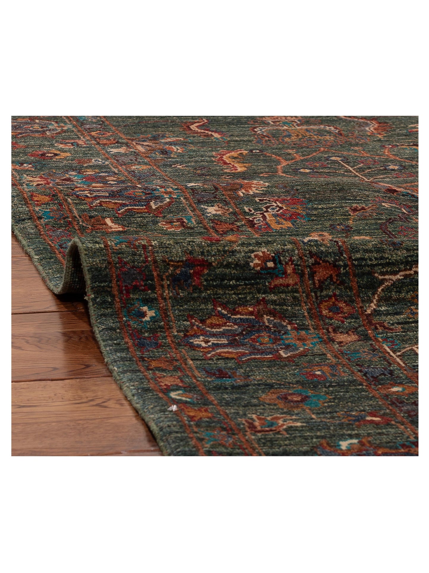 Sultan 155342 Green Green 5.2x6.7 Hand Knotted Rug