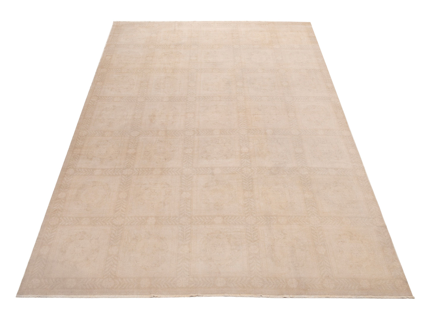 Vintage 154370 Beige Beige 10.3x15 Hand Knotted Rug
