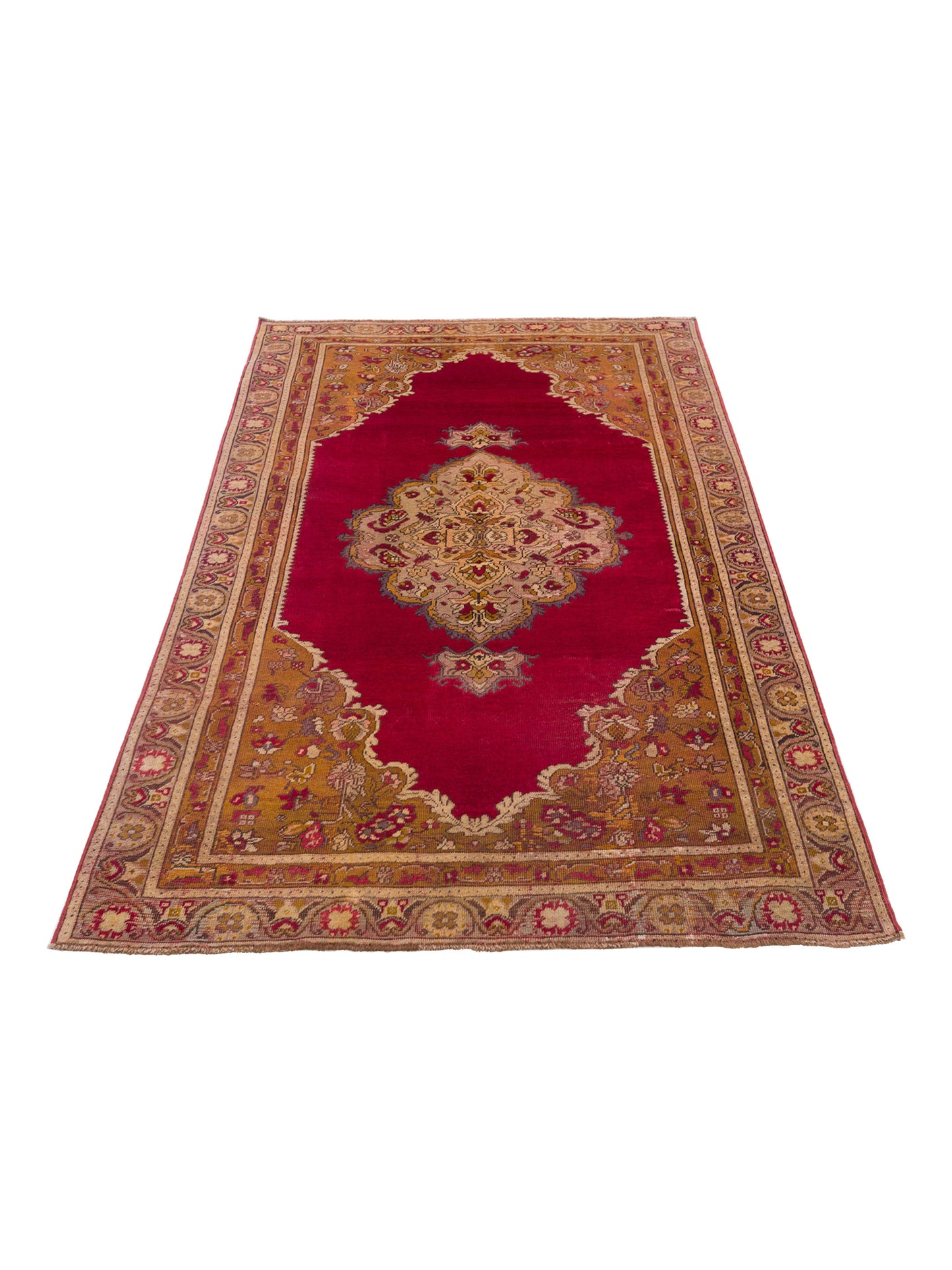 Old Anatolian 122119 Red Gold 4.1x6.3 Hand Knotted Rug
