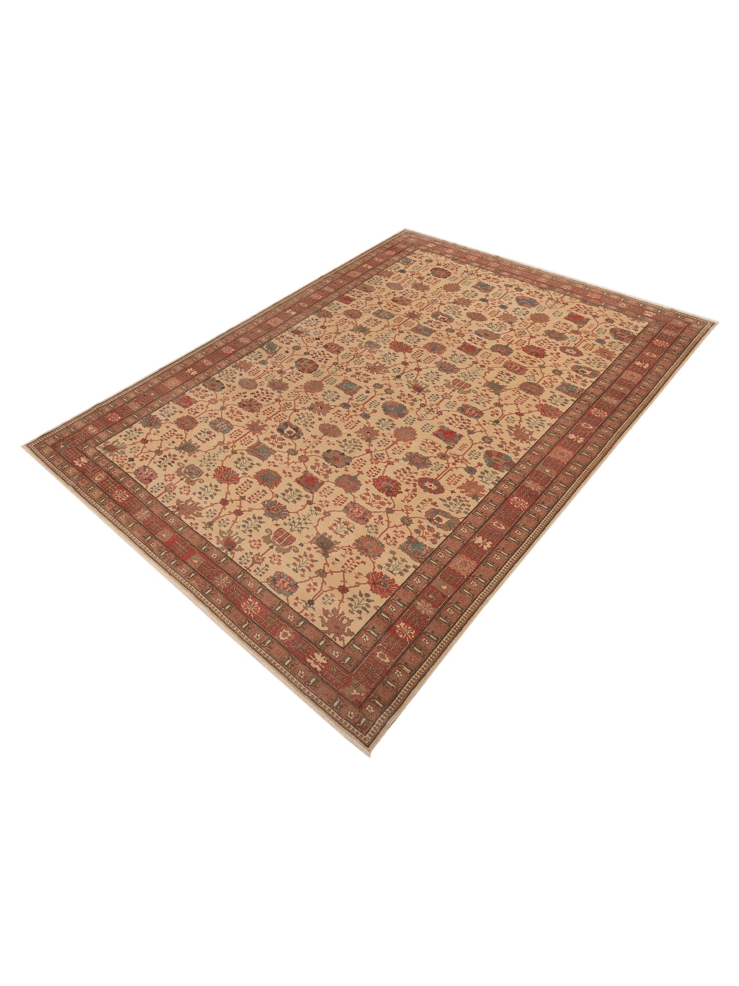 Antique Loom 107939 Beige Rust 10.5x14.7 Hand Knotted Rug