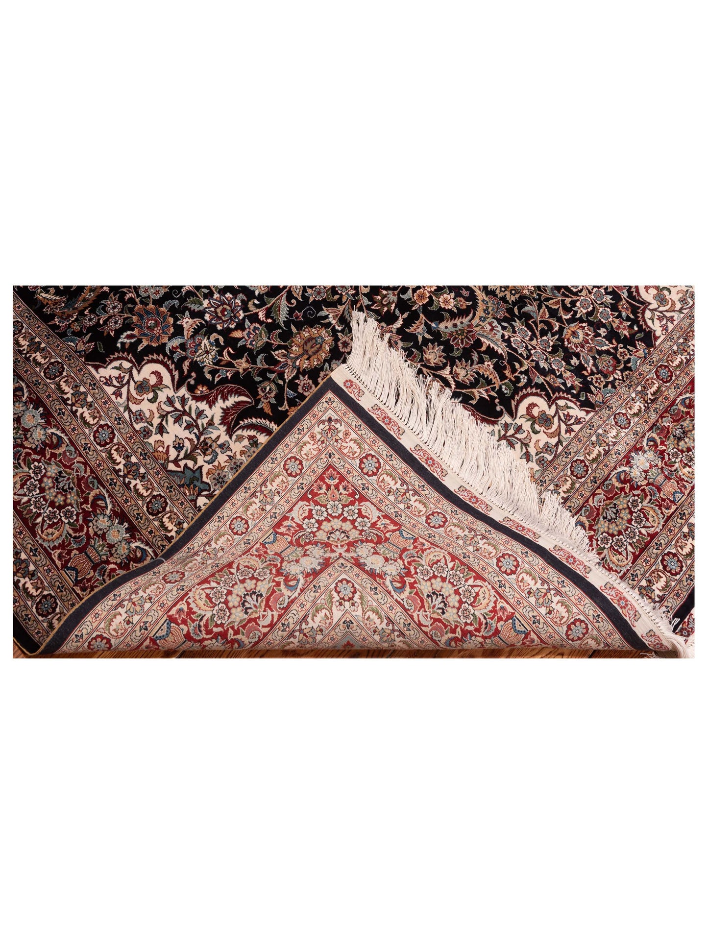 Pure Silk 126553 Navy Red 6.1x9 Hand Knotted Rug