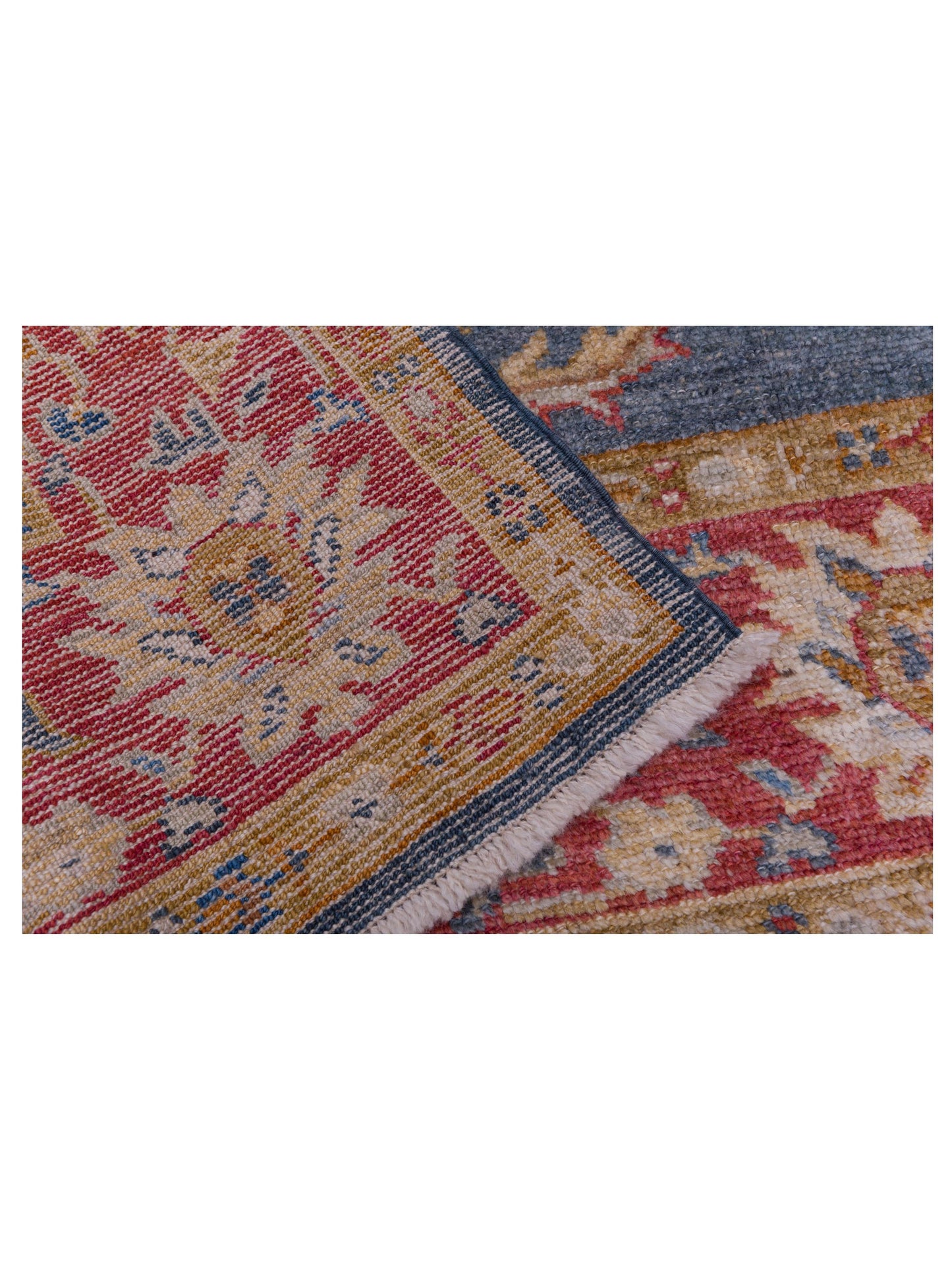 Angora Oushak 144587 Teal Blue Red 6.3x11.7 Hand Knotted Rug