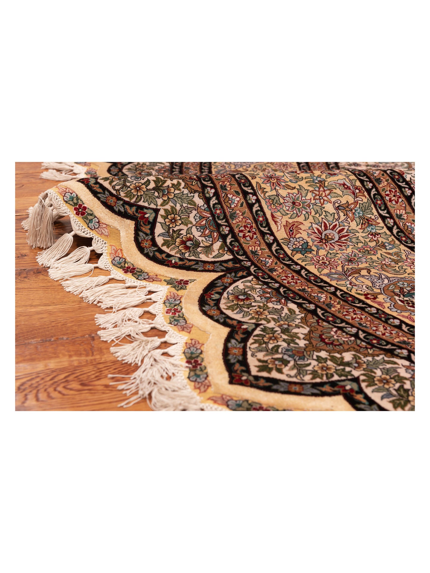 Pure Silk 118375 Ivory Beige 8x8 Hand Knotted Rug