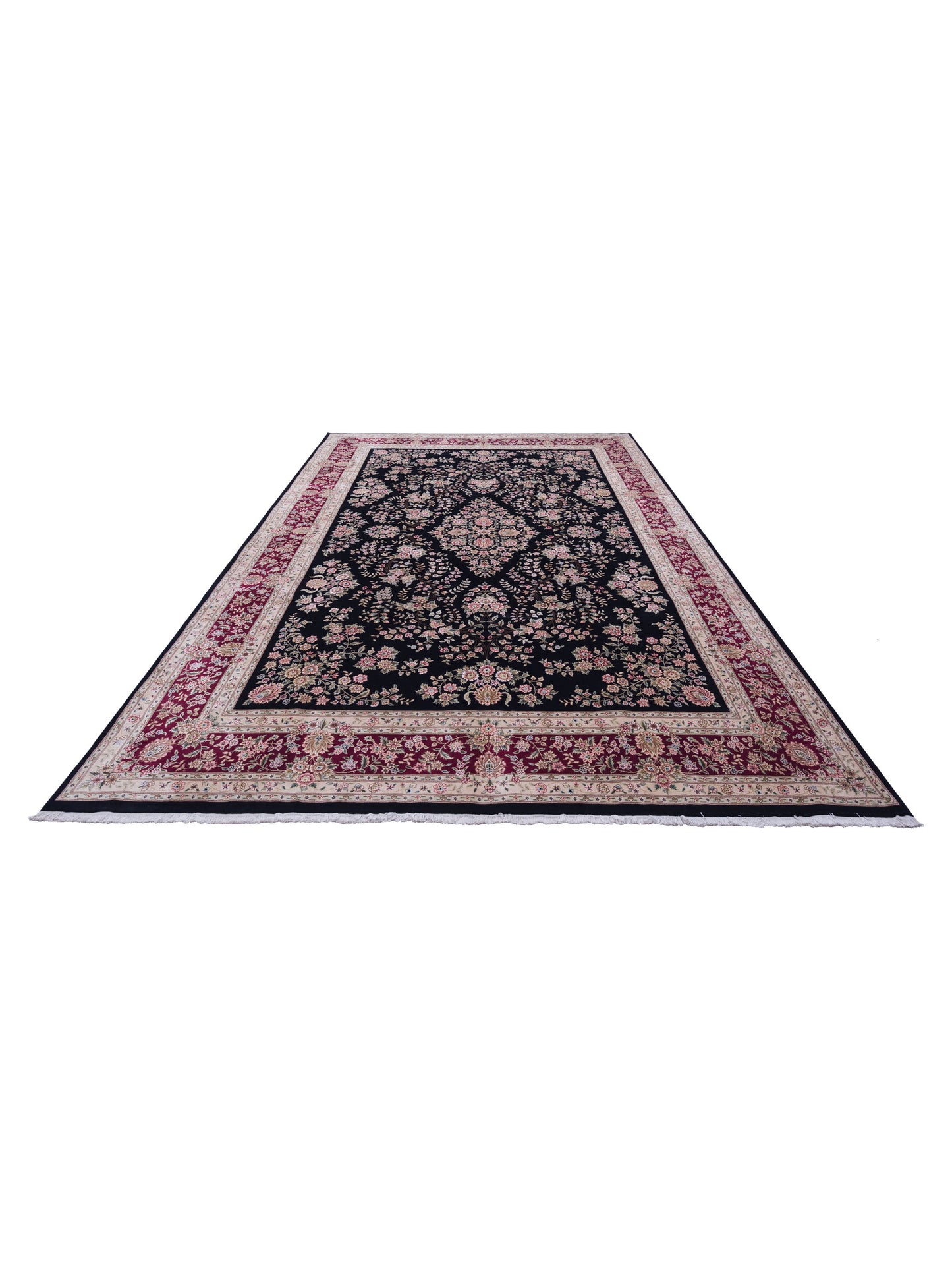 Magnolia 105687 Black Red 10.4x14.2 Hand Knotted Rug
