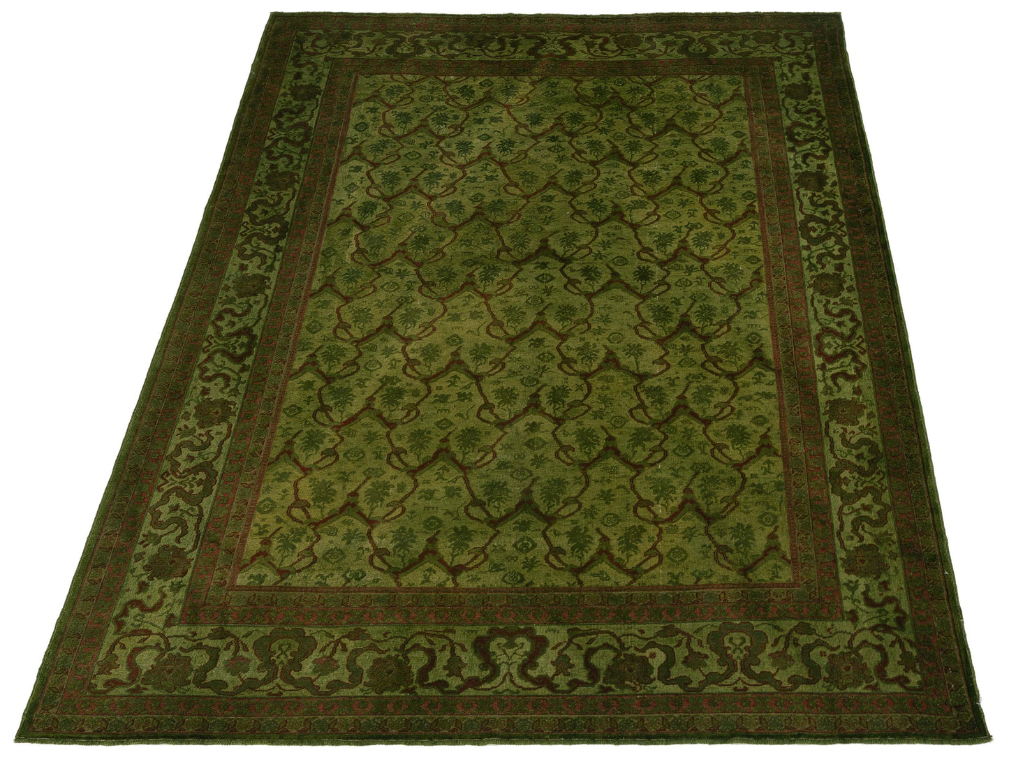 Vintage 104441 Green 8.5x10 Hand Knotted Rug