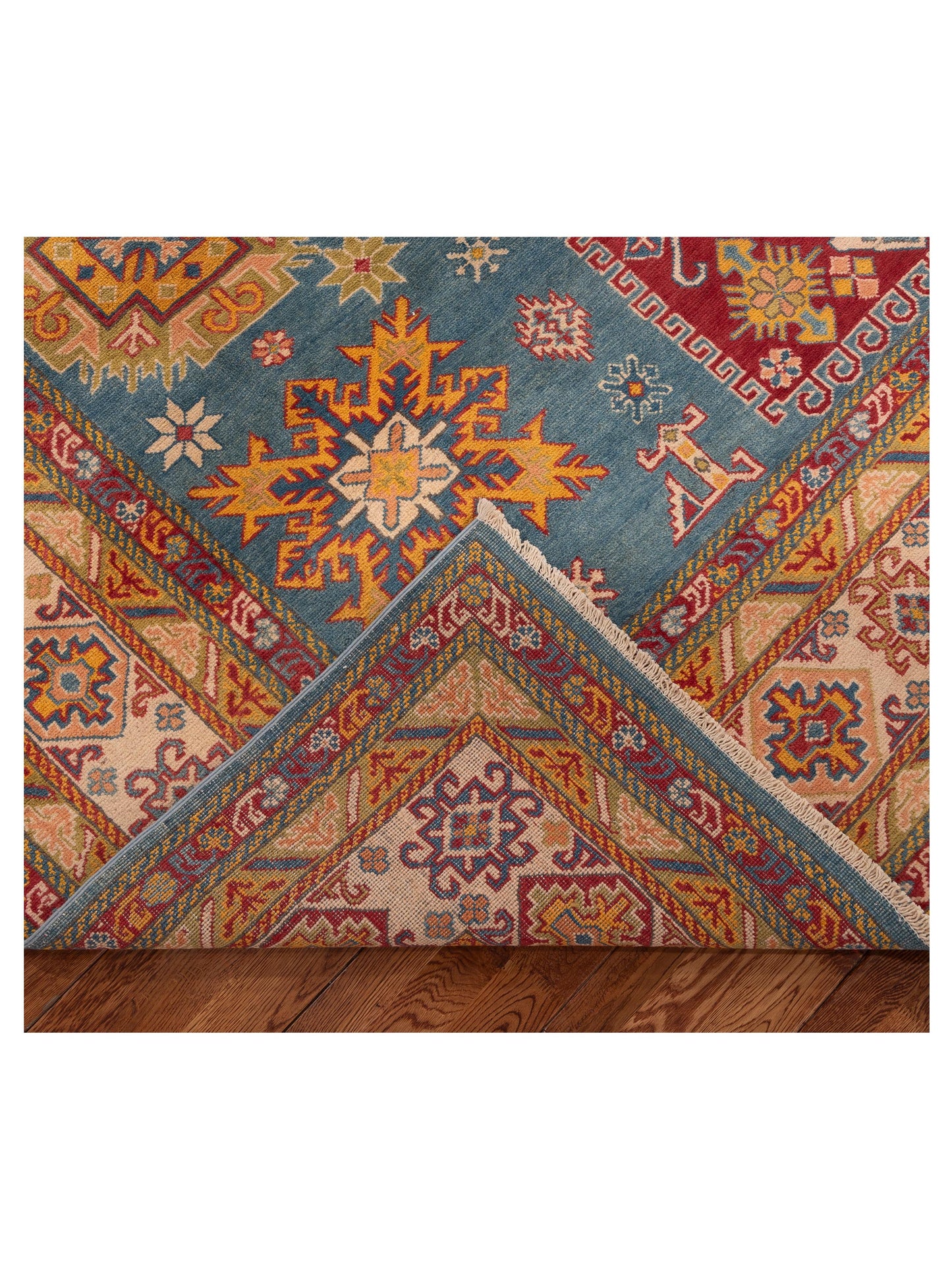 Artisan Kazak 152037 Blue Ivory 9x11.10 Hand Knotted Rug