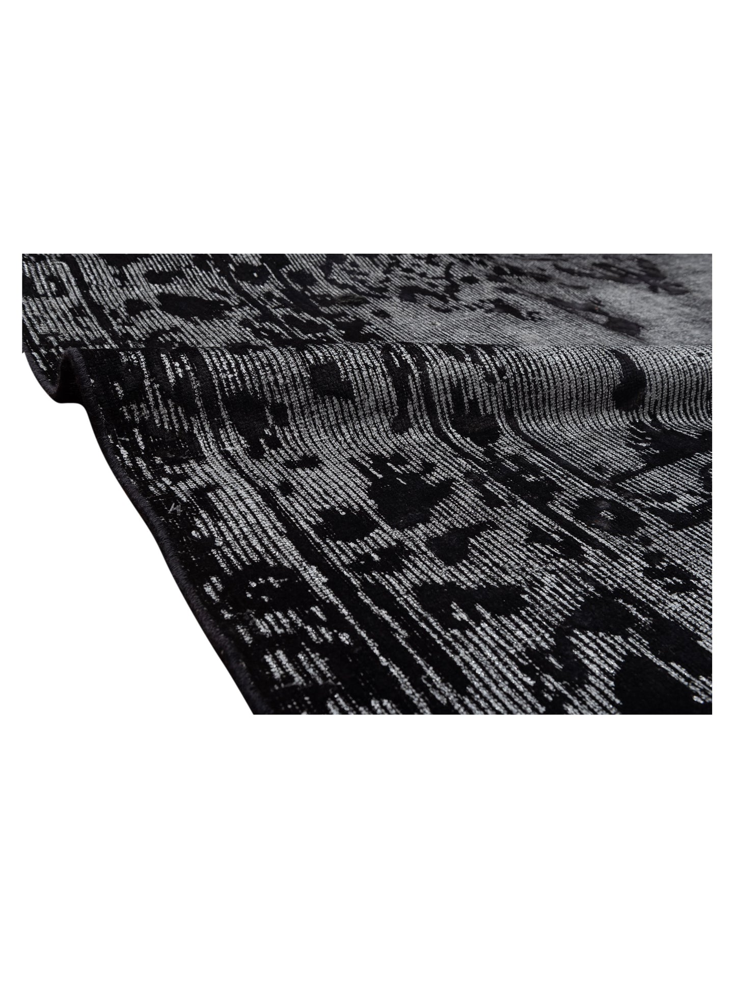 Vintage 122328 Silver Black 7.11x11.5 Hand Knotted Rug