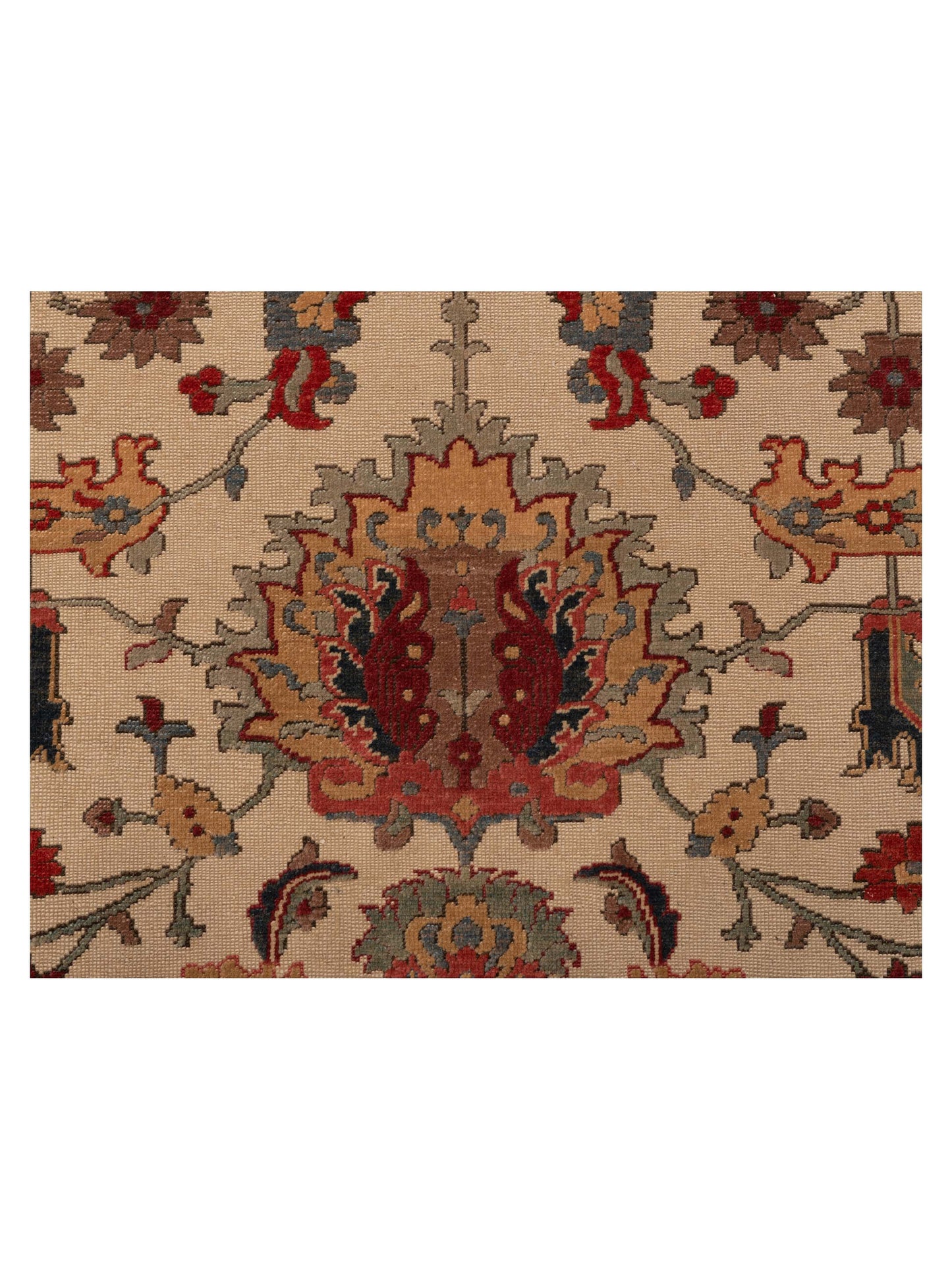 Antique Loom 147359 Ivory Green 9.11x12.3 Hand Knotted Rug
