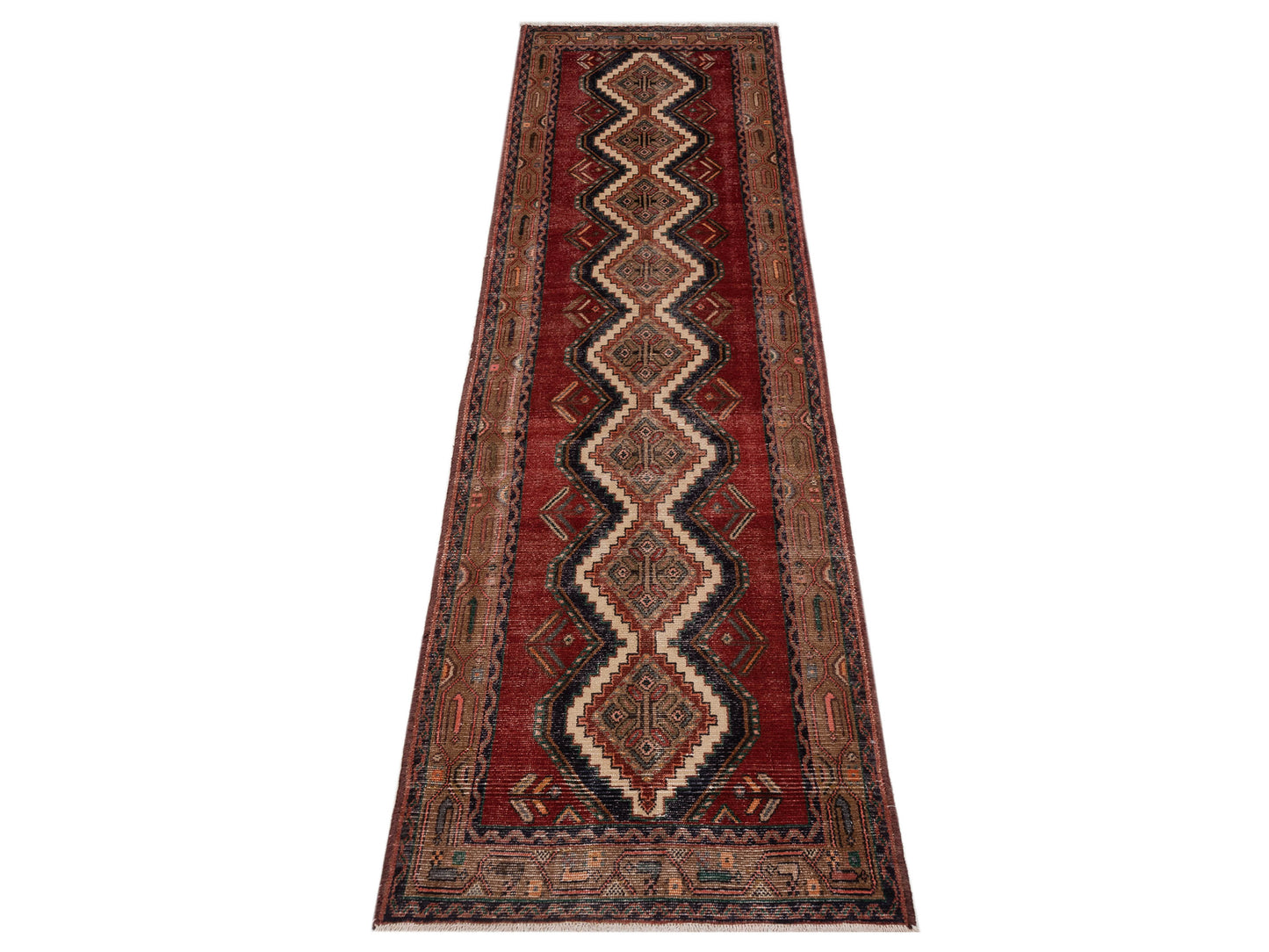 Persian 147668 Red Brown 2.9x9.8 Hand Knotted Rug
