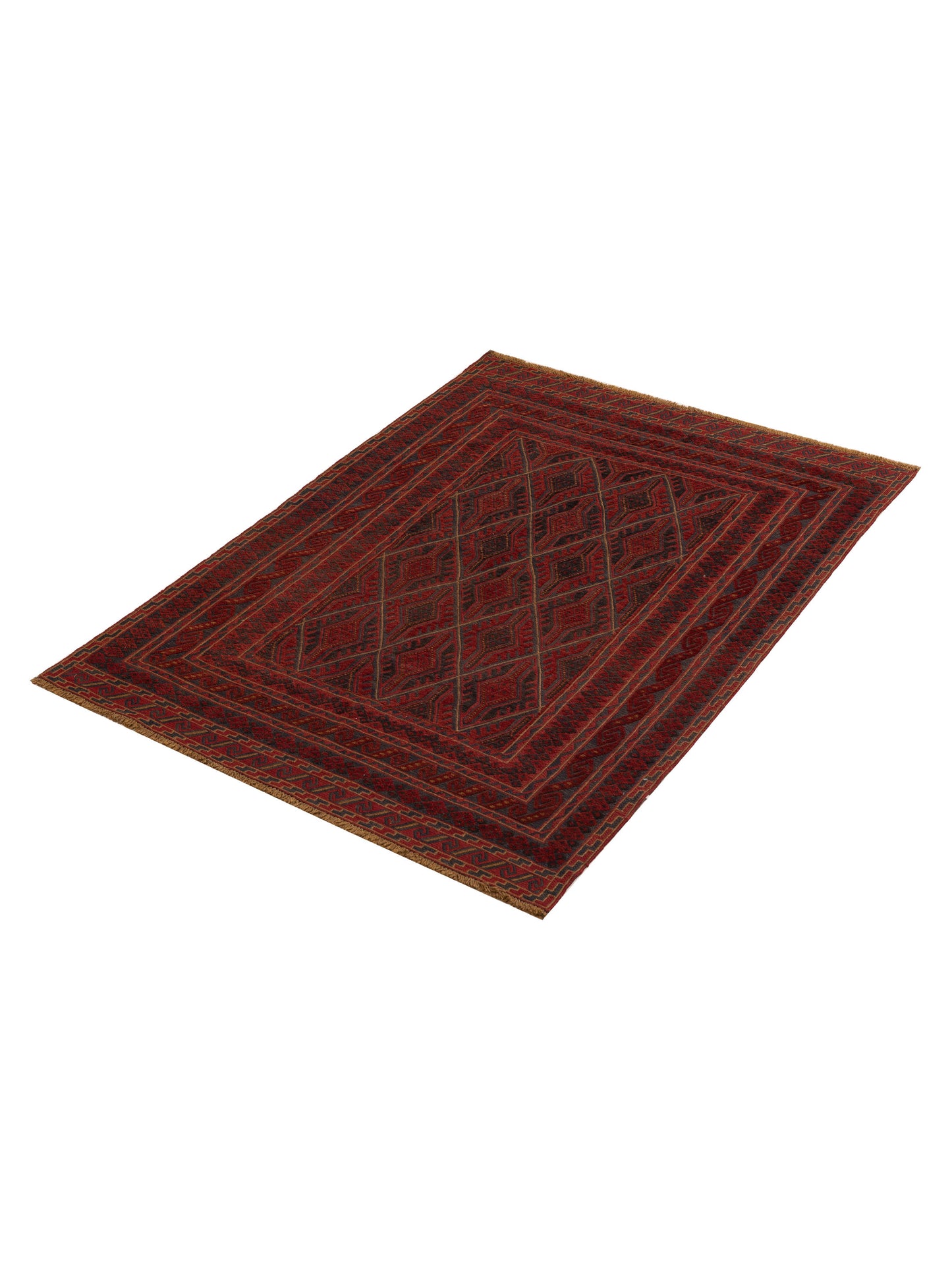 Afghan Soumak 121805 Charcoal Red 4.10x6.5 Hand Woven Rug