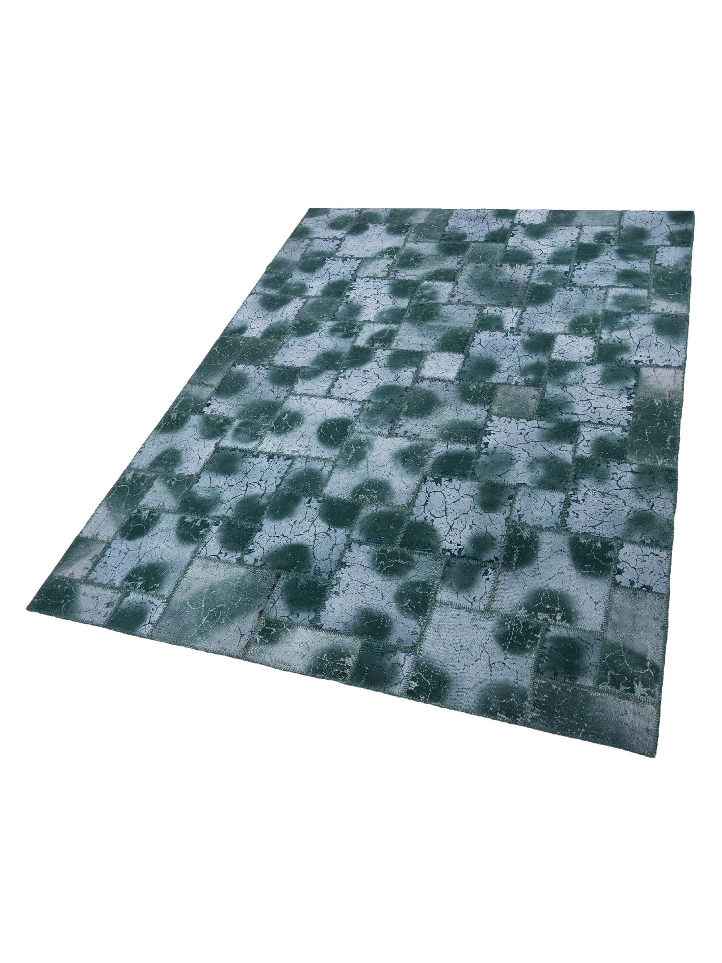 Turkish Vestige Patchwork 129787 Green 9.10x13.2 Hand Knotted Rug