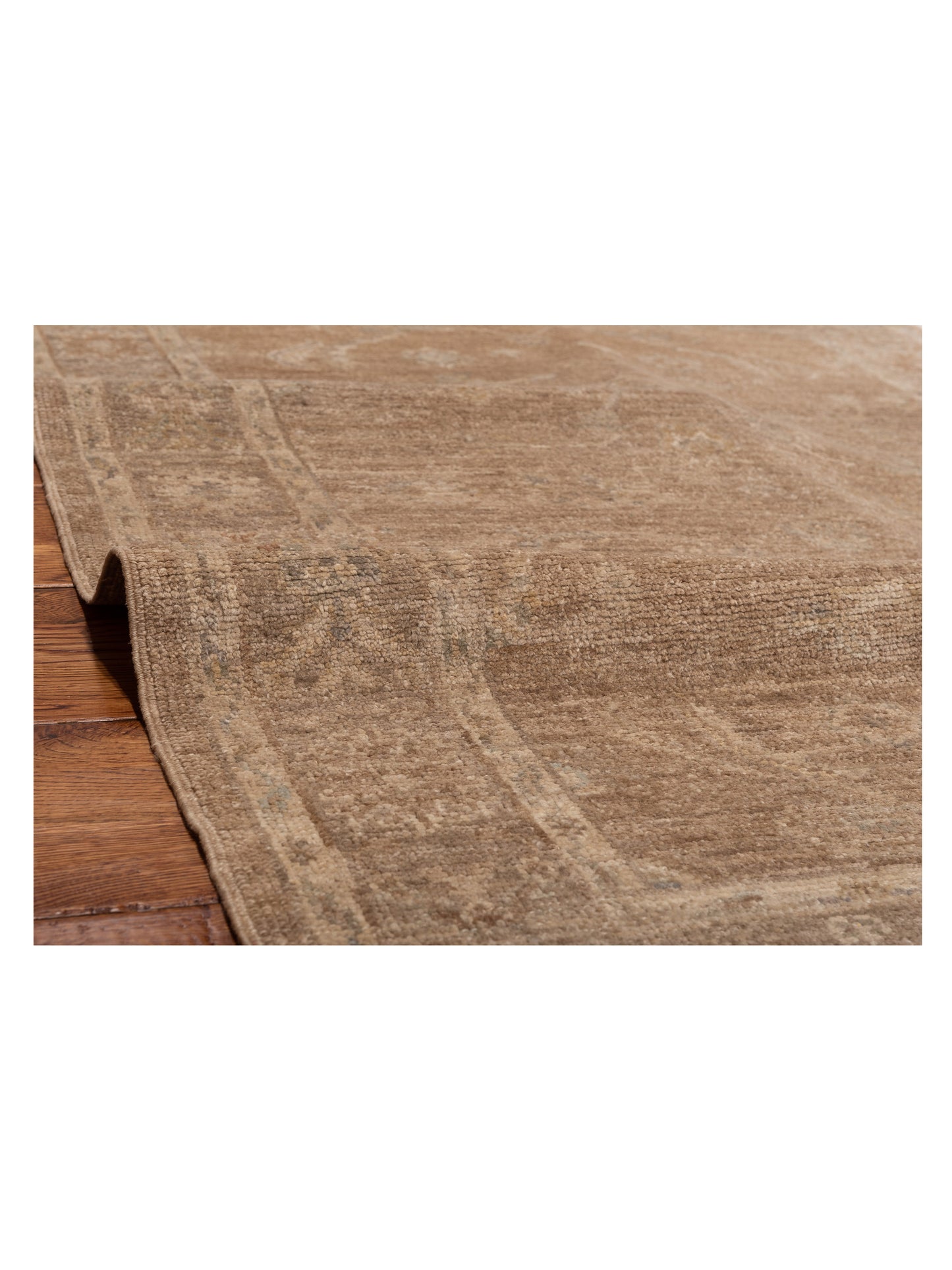 Angora Oushak 125641 Light Brown Beige 4.2x5.7 Hand Knotted Rug