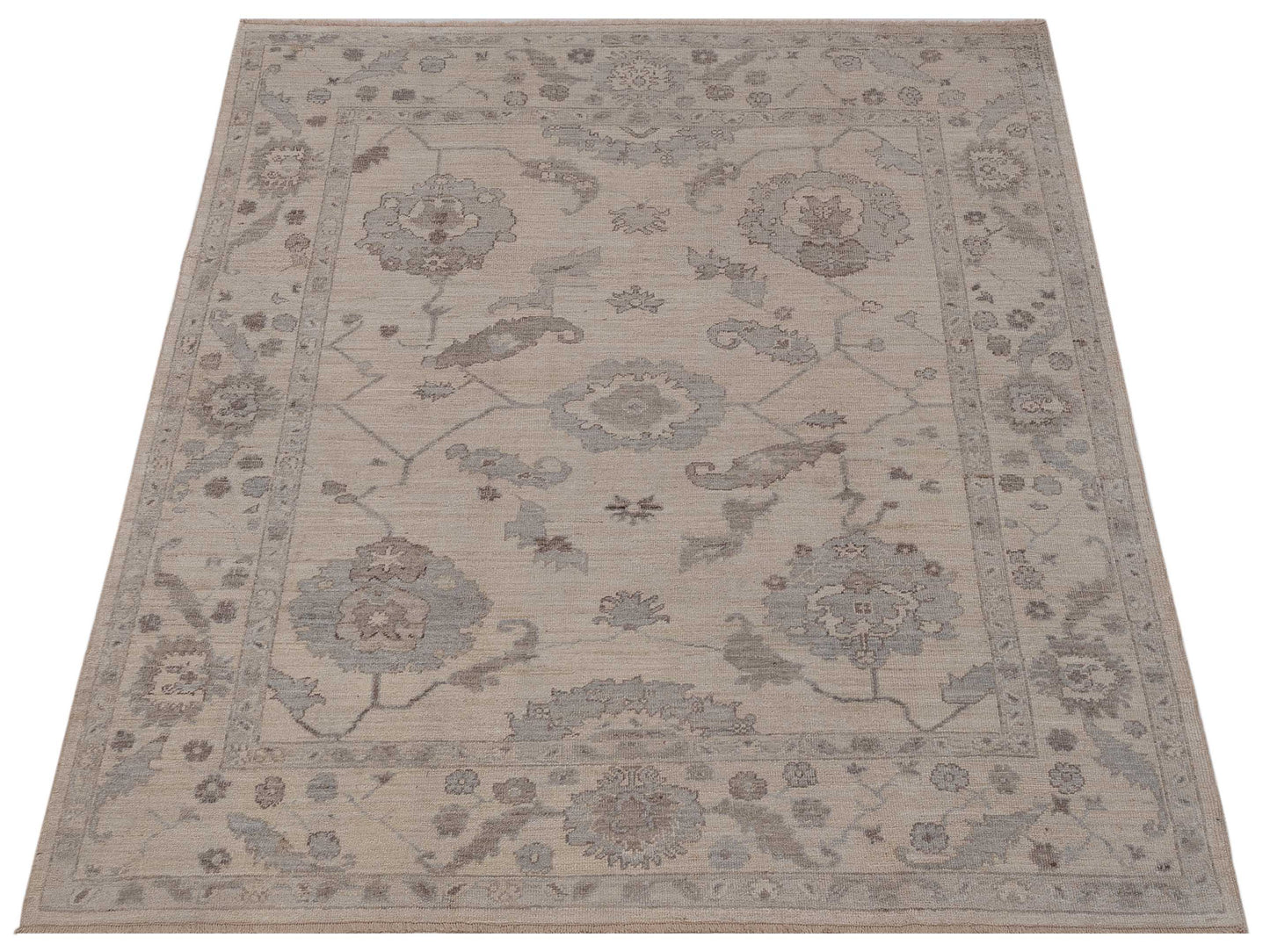Angora Oushak 149774 Ivory Ivory 7.9x9.2 Hand Knotted Rug