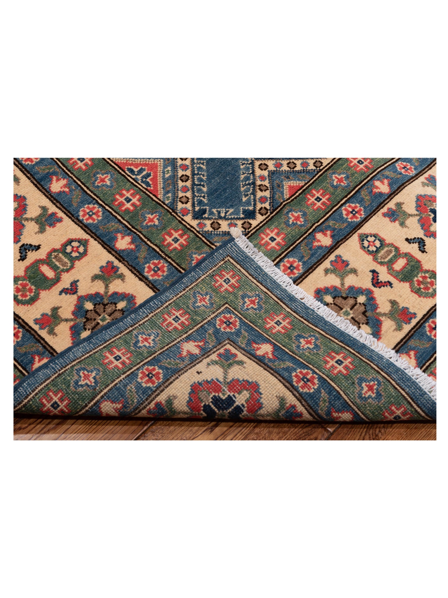 Kazak 148808 Blue Ivory 7.10x10.1 Hand Knotted Rug