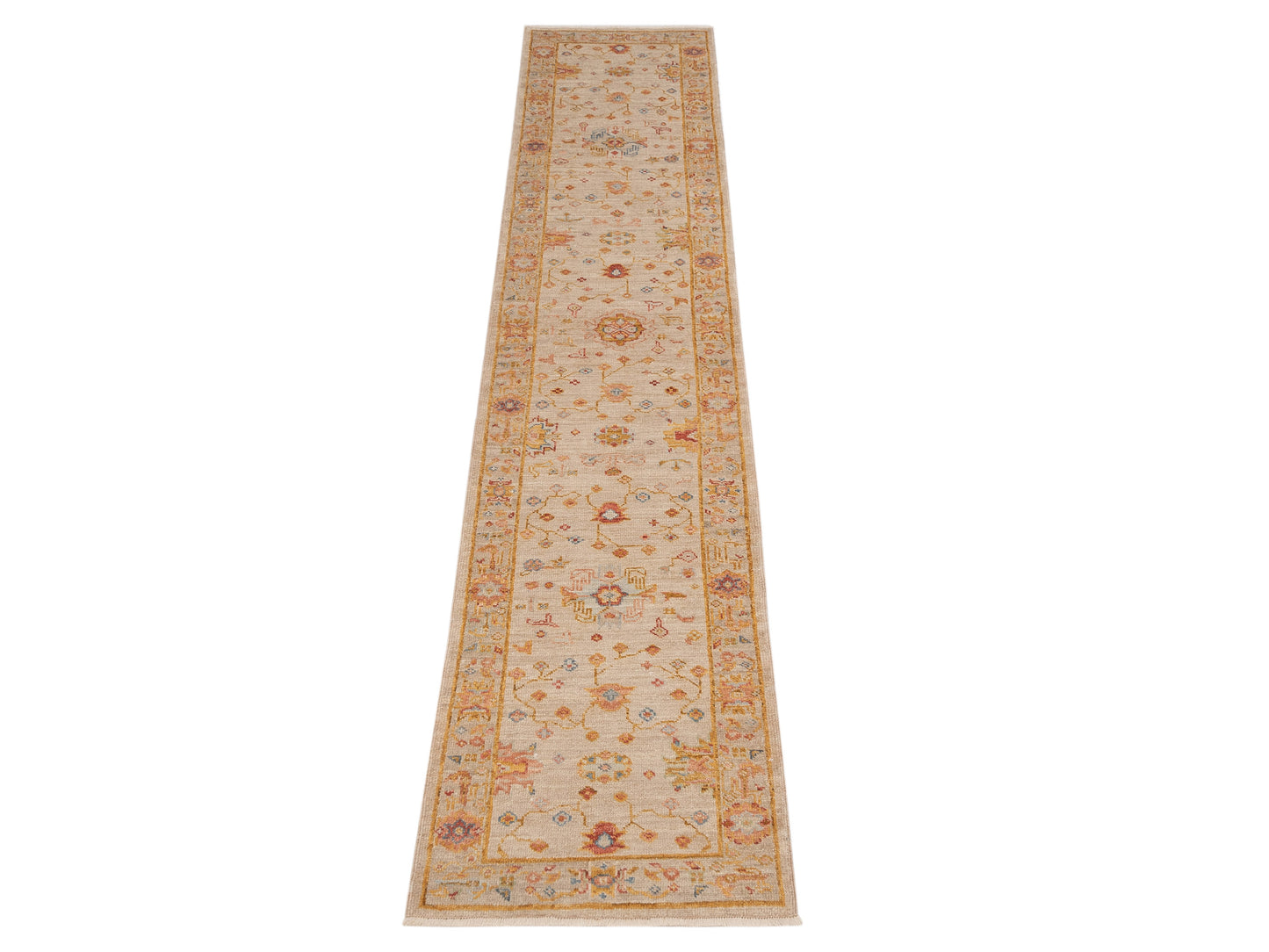 Angora Oushak 149608 Ivory Silver 2.6x13.9 Hand Knotted Rug