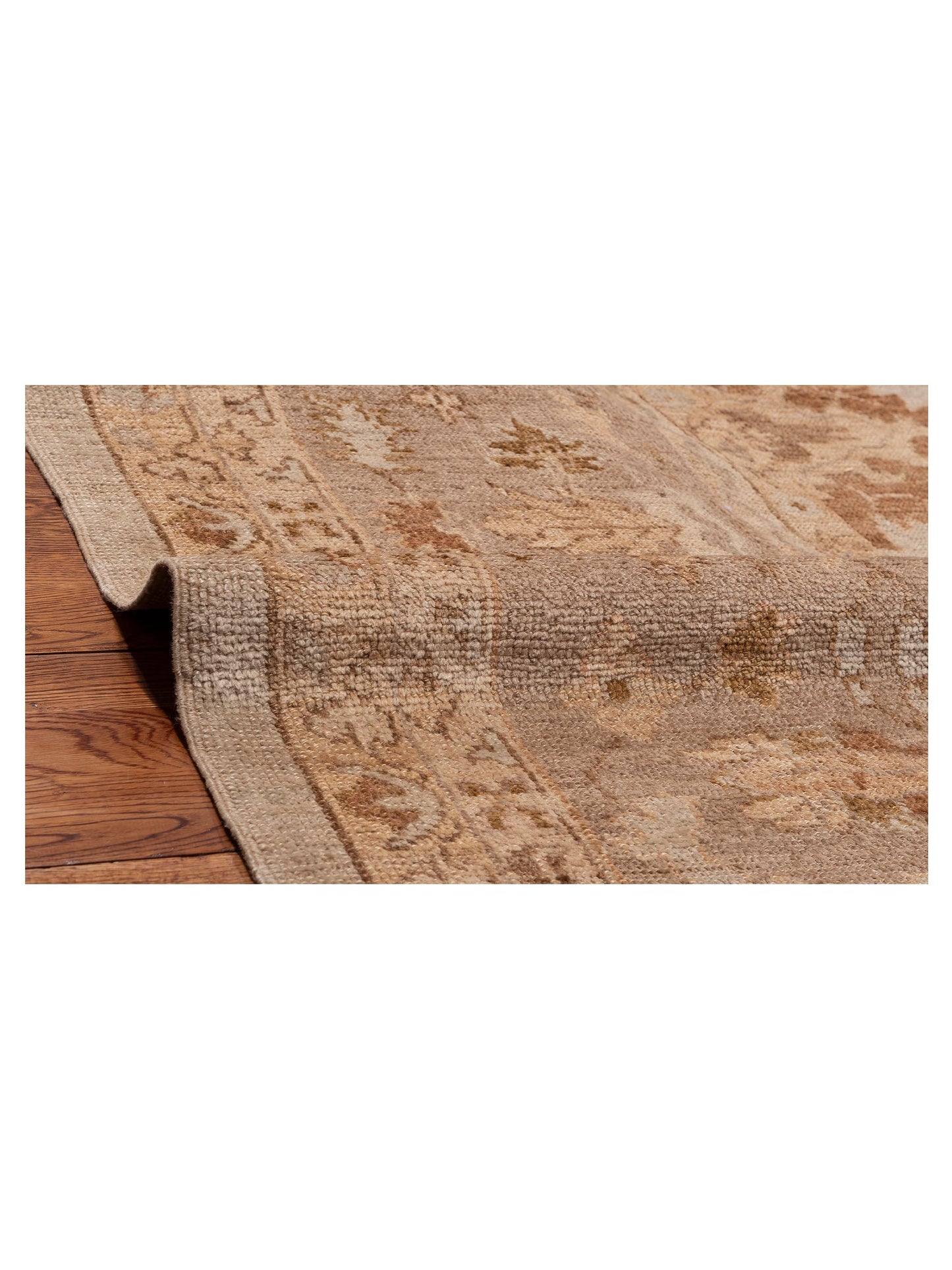 Angora Oushak 153606 Ivory Ice Blue 13.2x16.4 Hand Knotted Rug