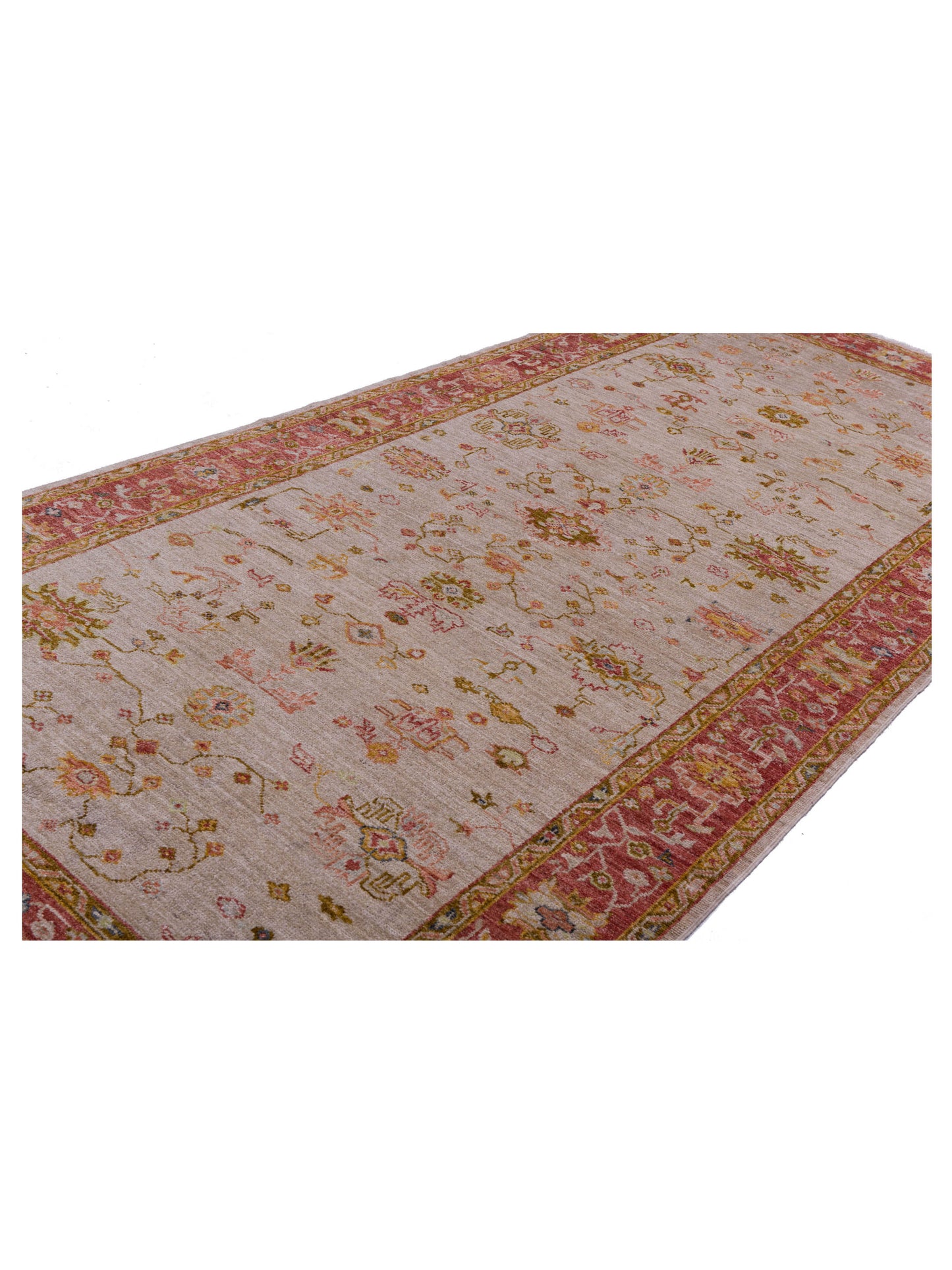 Angora Oushak 144588 Silver Red 6.3x13.10 Hand Knotted Rug