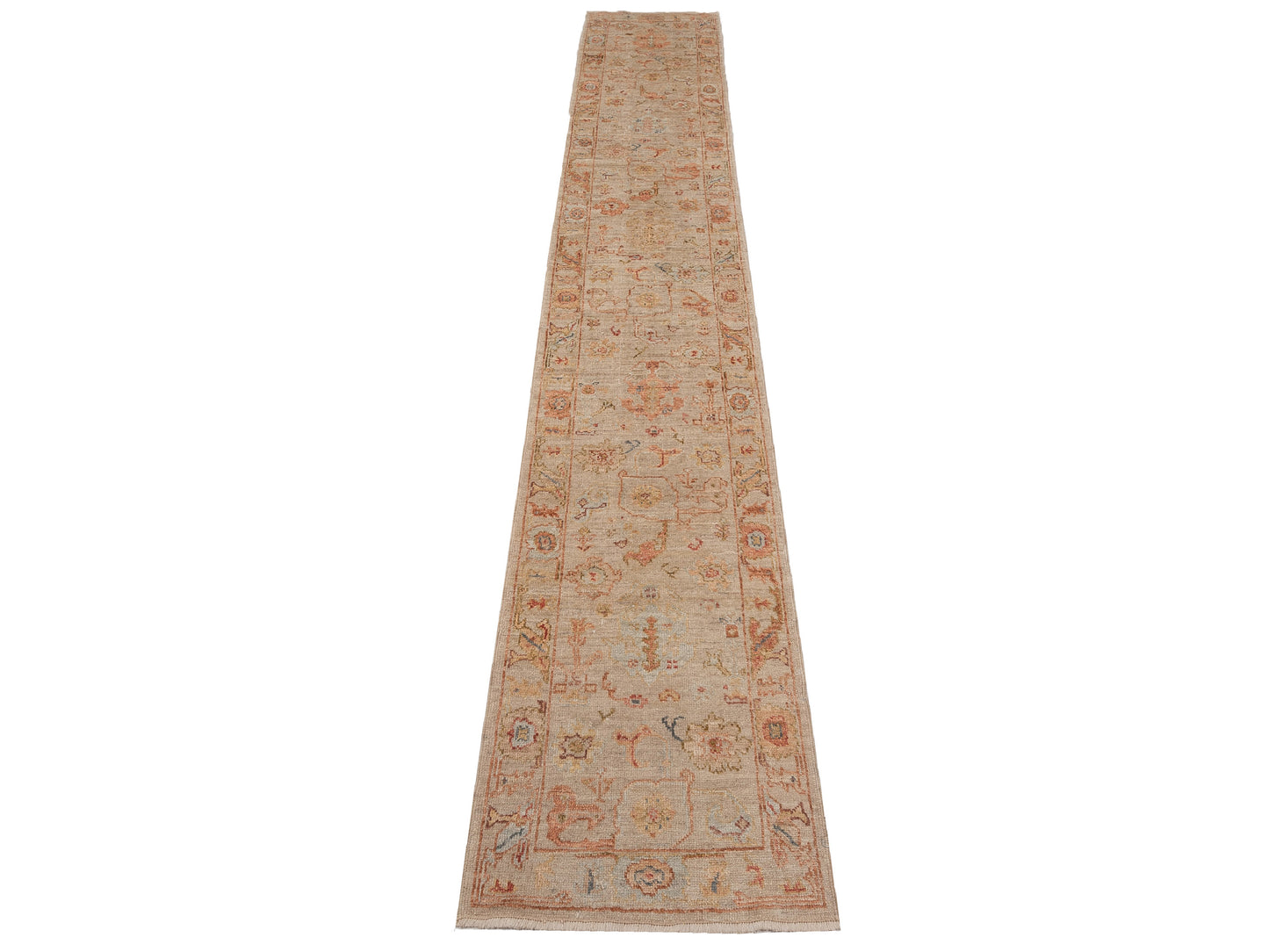 Angora Oushak 149353 Beige Beige 2.7x15.4 Hand Knotted Rug