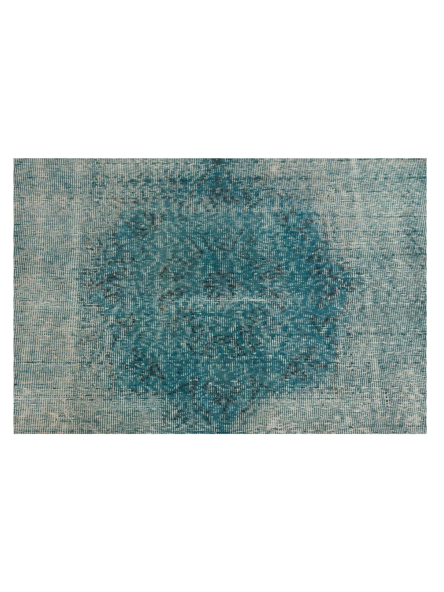 Vintage 121990 Turquoise 5.6x8.7 Hand Knotted Rug