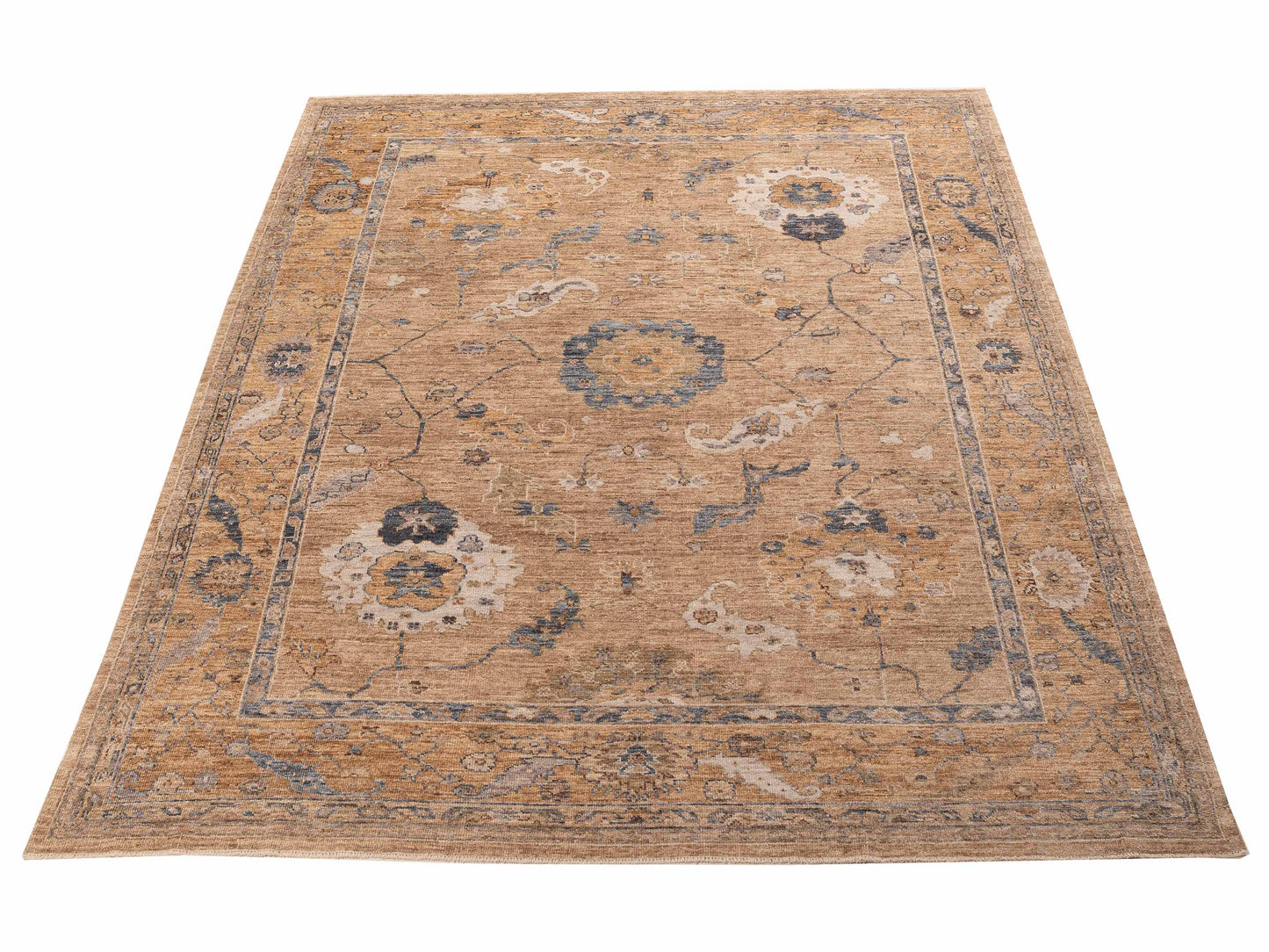 Angora Oushak 156040 Gold Gold 8.11x11.7 Hand Knotted Rug