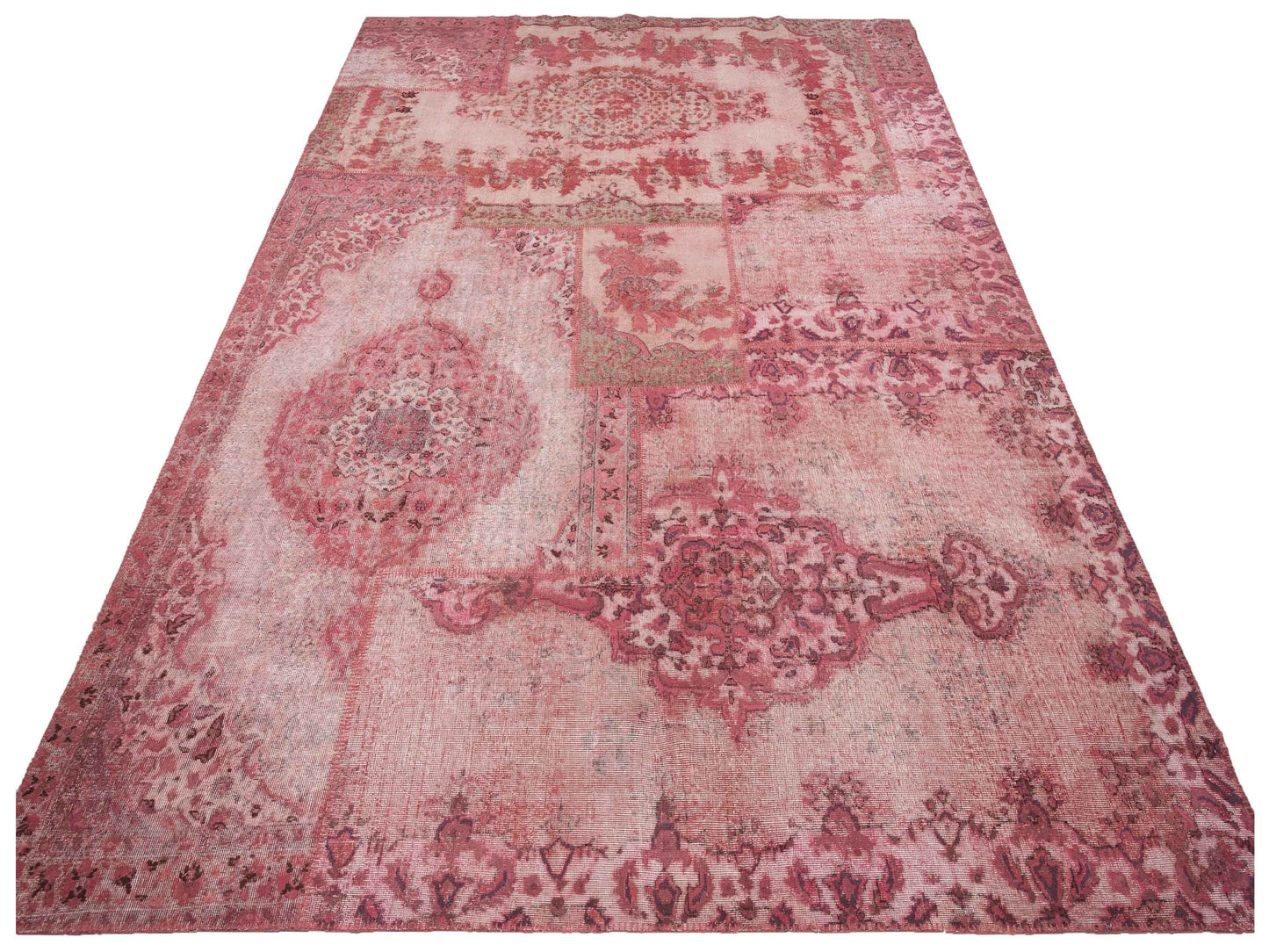 Turkish Vestige Patchwork 146034 Pink 10.1x13.11 Hand Knotted Rug