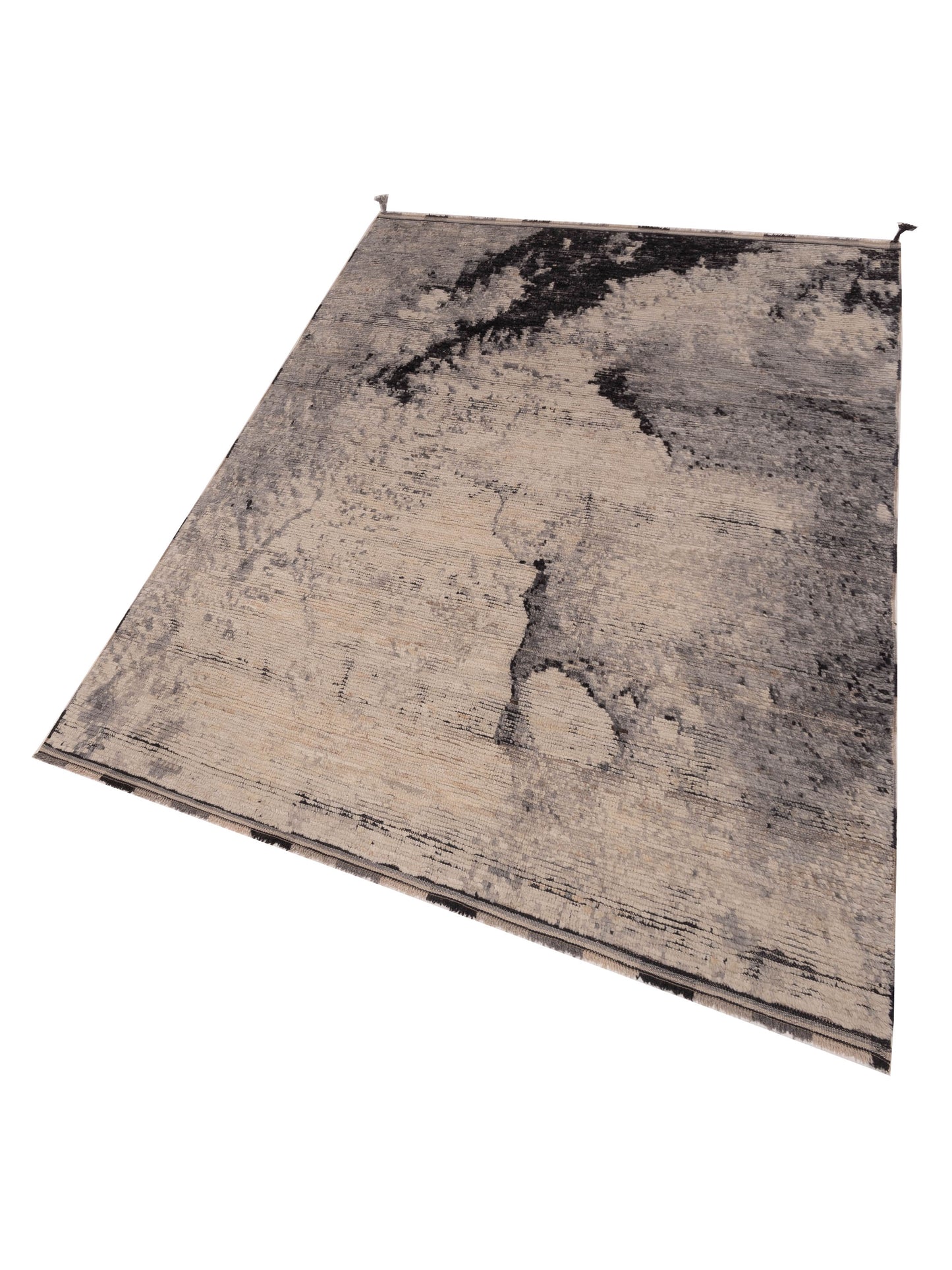 Atlas 148157 Ivory Black 6.1x8.9 Hand Knotted Rug