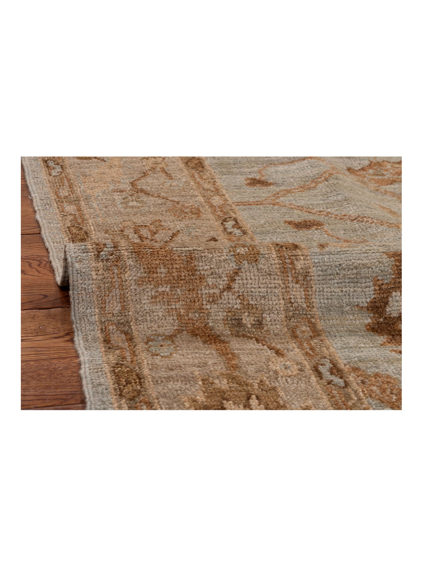 Angora Oushak 128352 Ice Blue Beige 6.1x8.8 Hand Knotted Rug