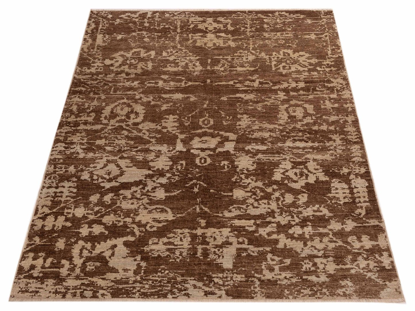 Angora Oushak 126693 Brown Silver 6.7x8.6 Hand Knotted Rug